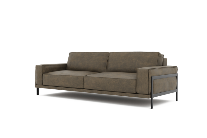 Valencia Chiara Leather Lounge with Steel Frame, Russett Brown