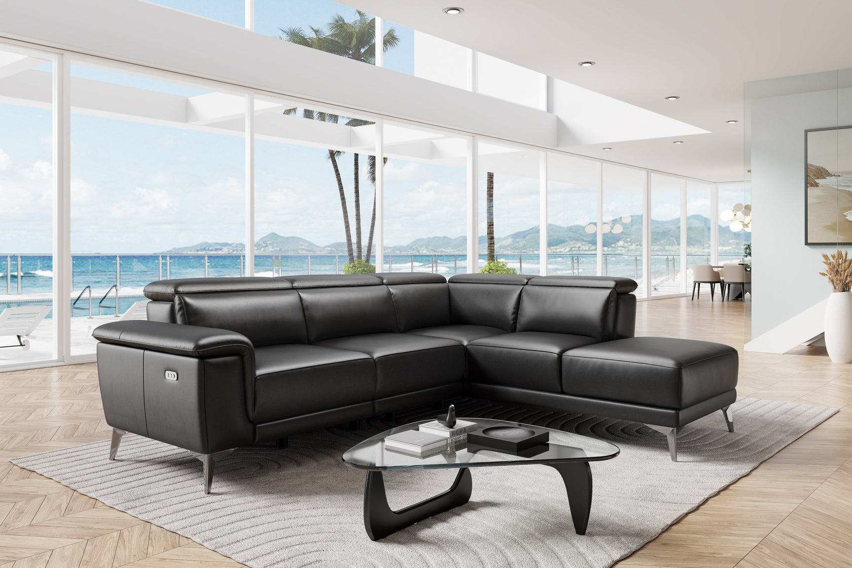Pista Leather Reclining Sectional Lounge