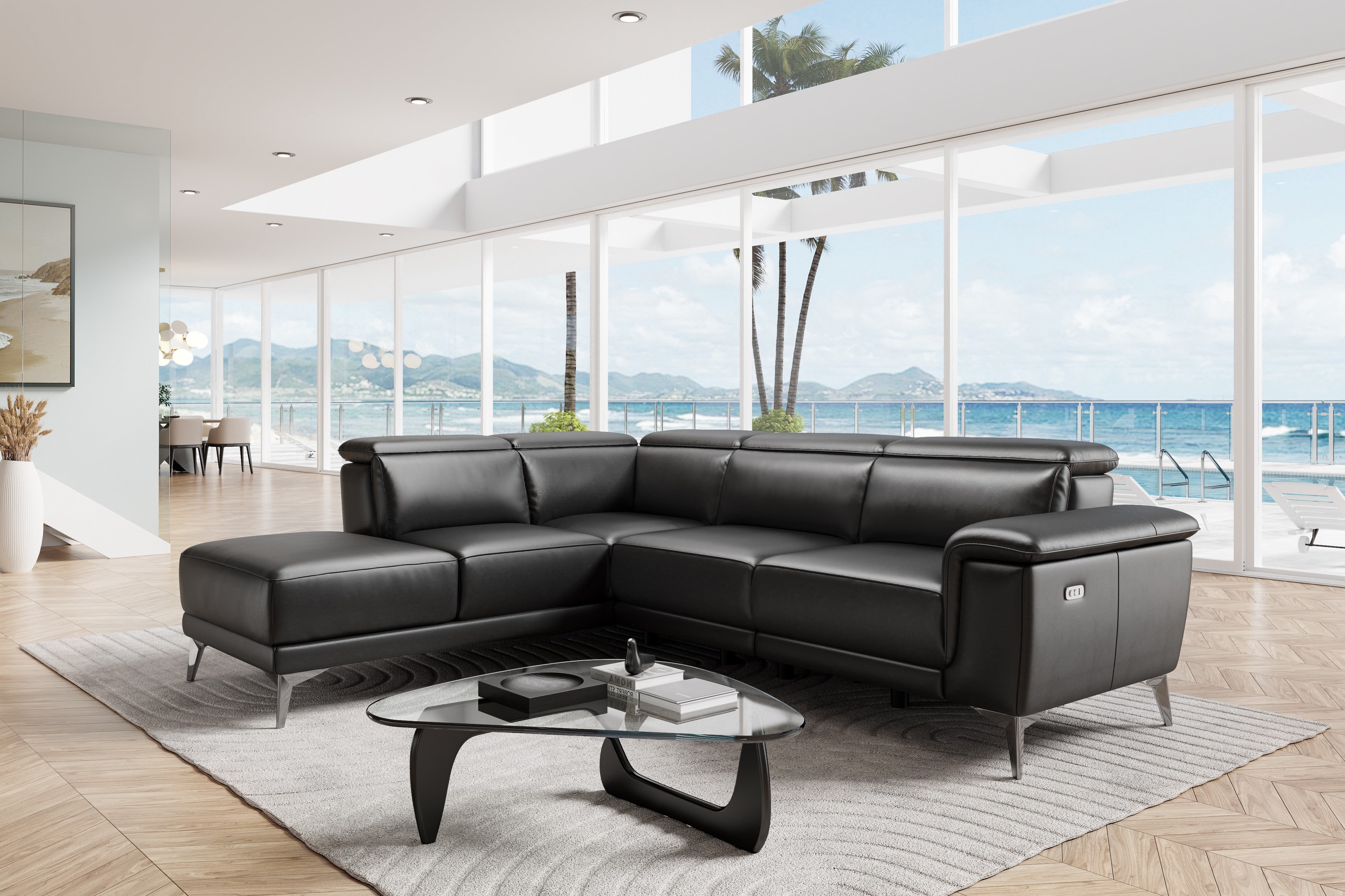 Pista Leather Reclining Sectional Lounge