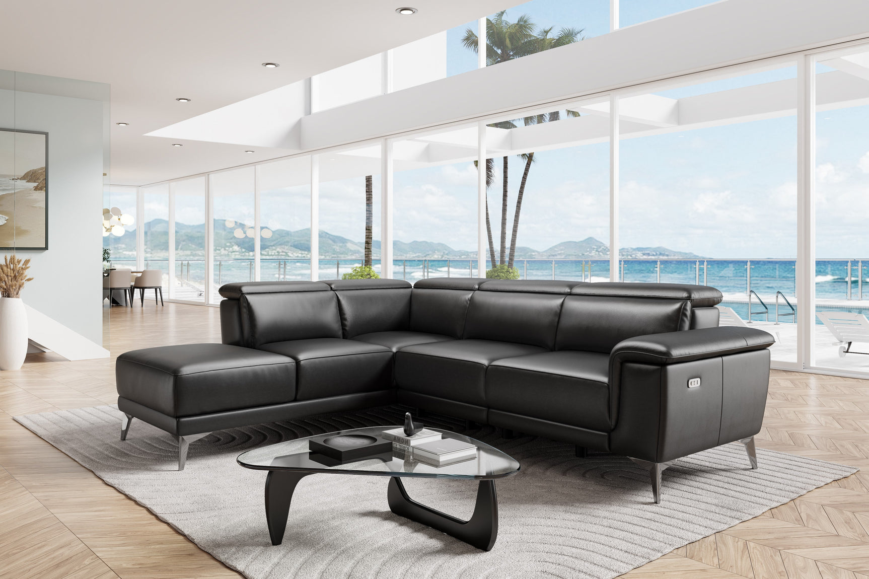Pista Leather Reclining Sectional Lounge