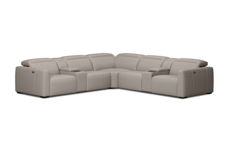 Carmen Leather Dual Recliner Corner Sectional with Console