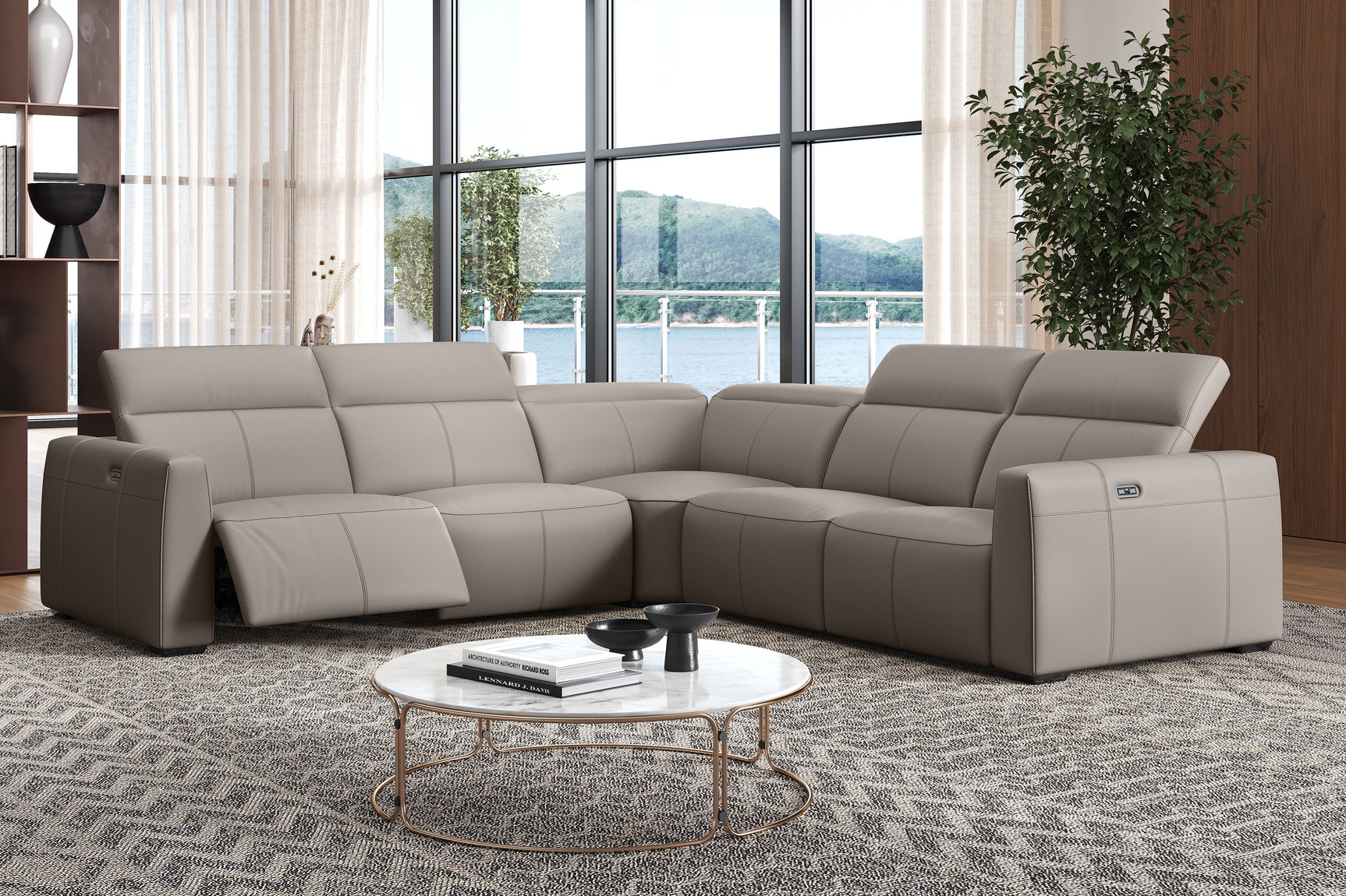 Carmen Leather Dual Recliner Corner Sectional