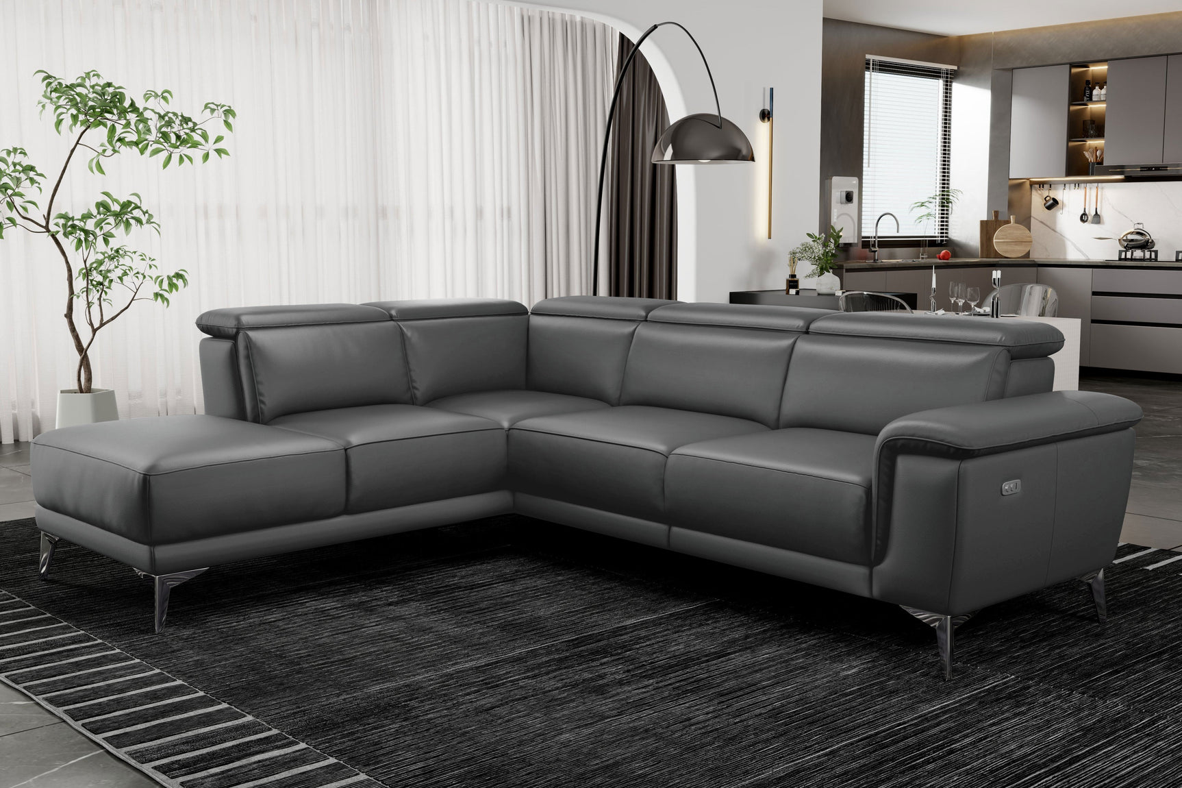 Pista Leather Reclining Sectional Lounge