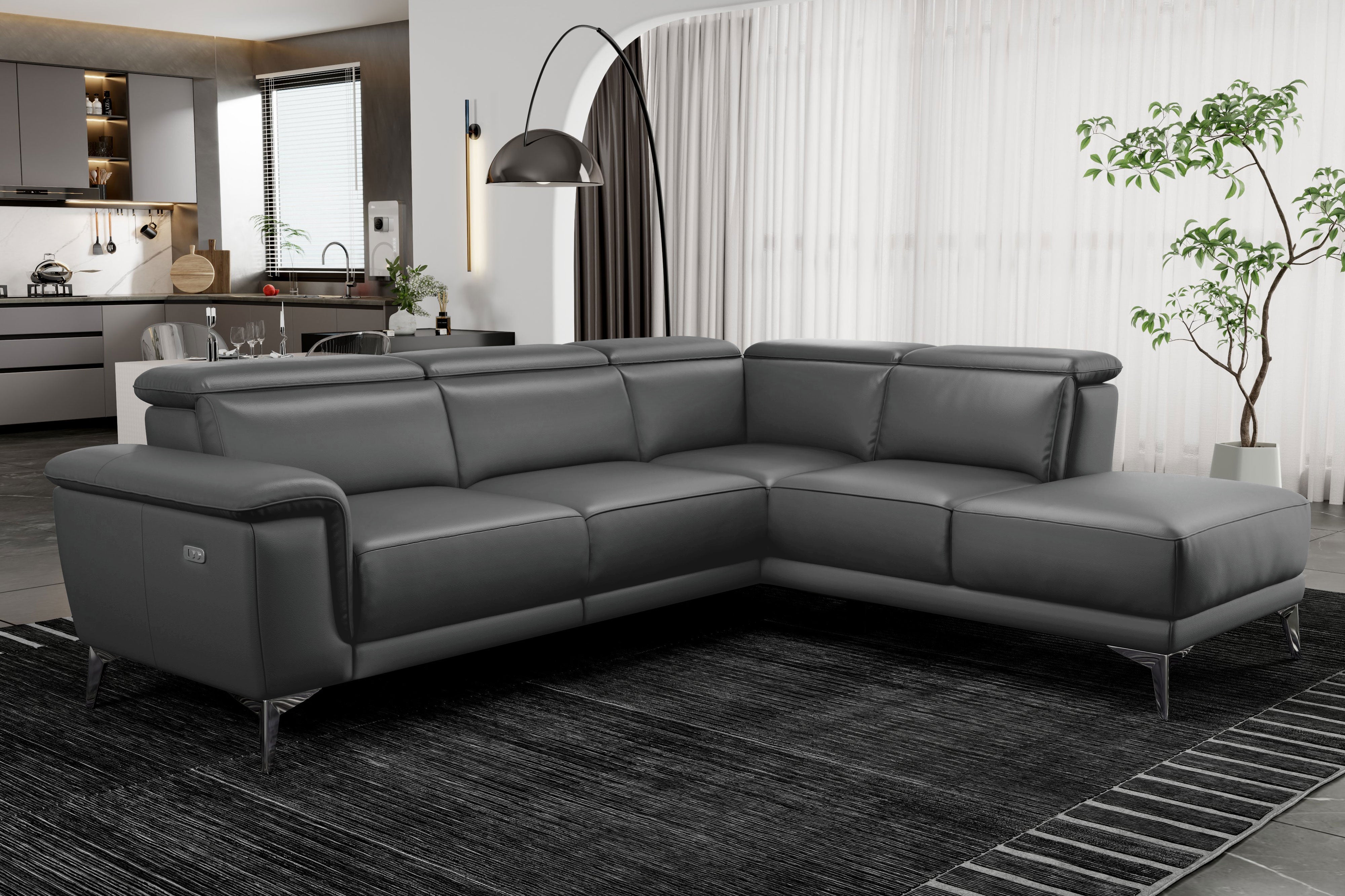 Pista Leather Reclining Sectional Lounge