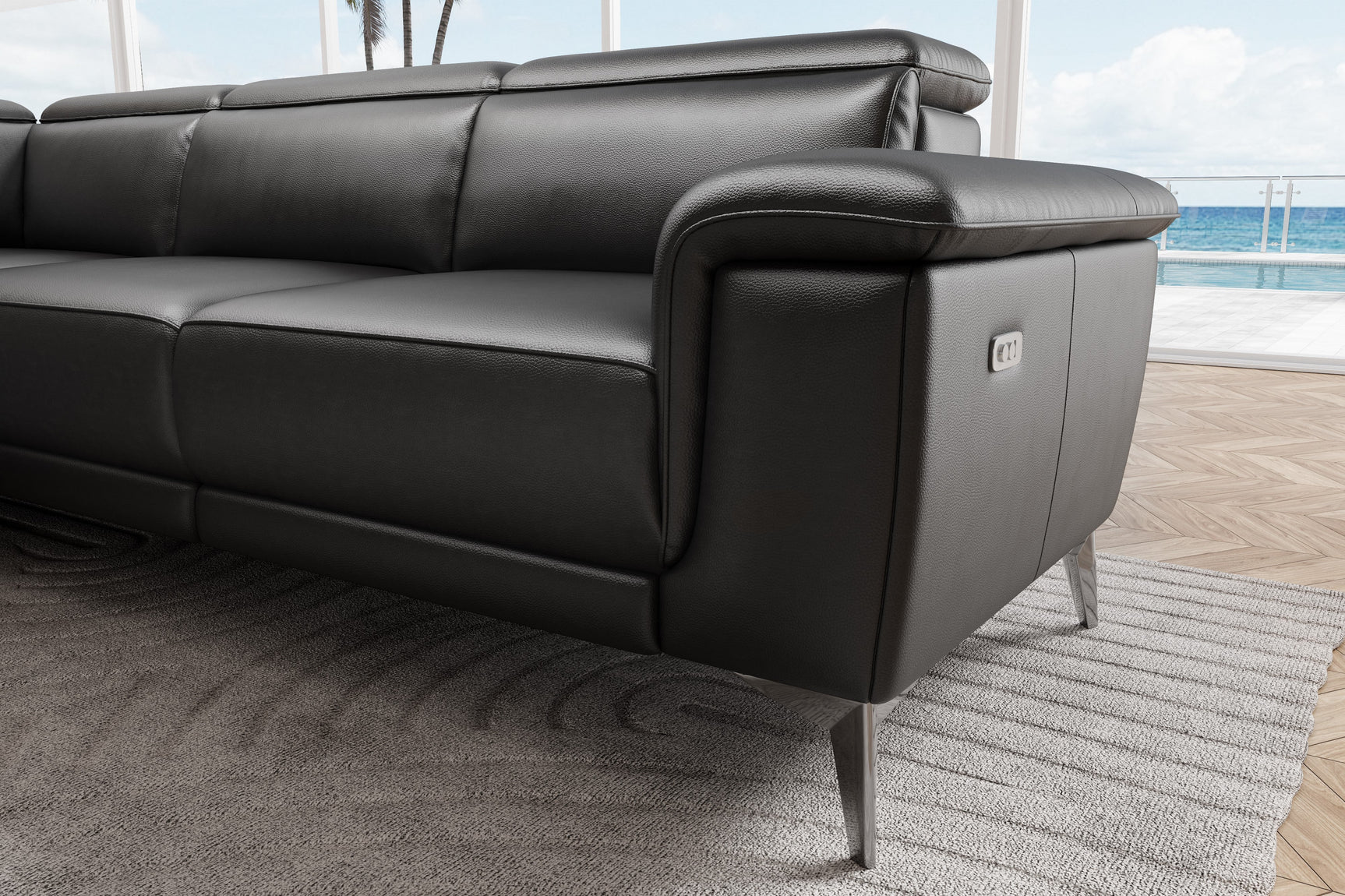 Pista Leather Reclining Sectional Lounge