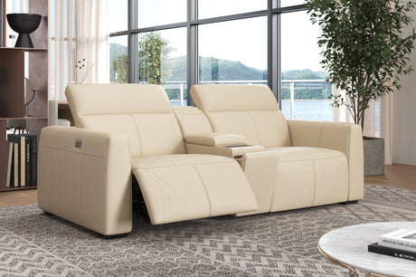 Carmen Leather Dual Recliner Lounge with Console