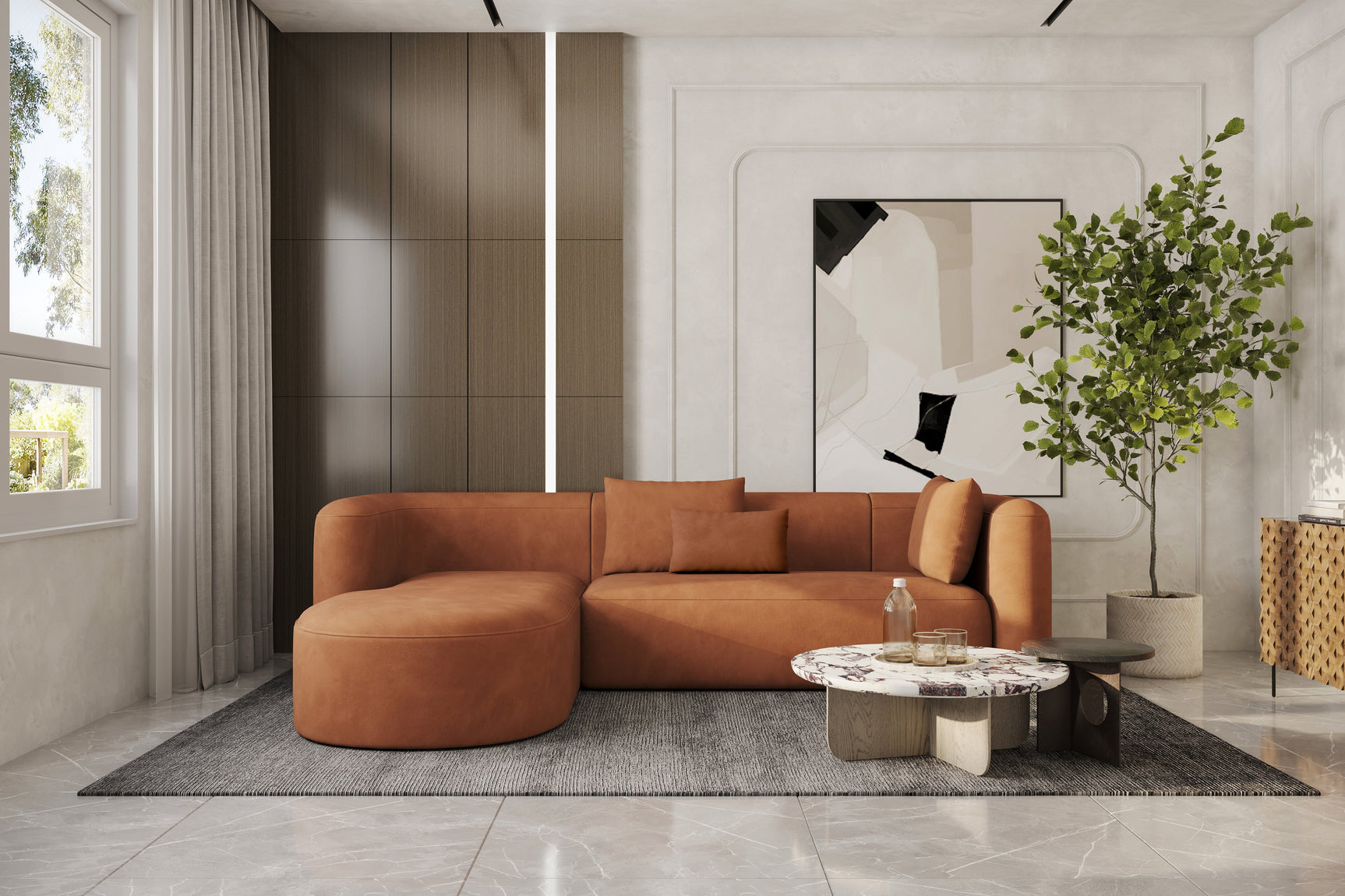 Jordyn Velvet Fabric Sectional Lounge