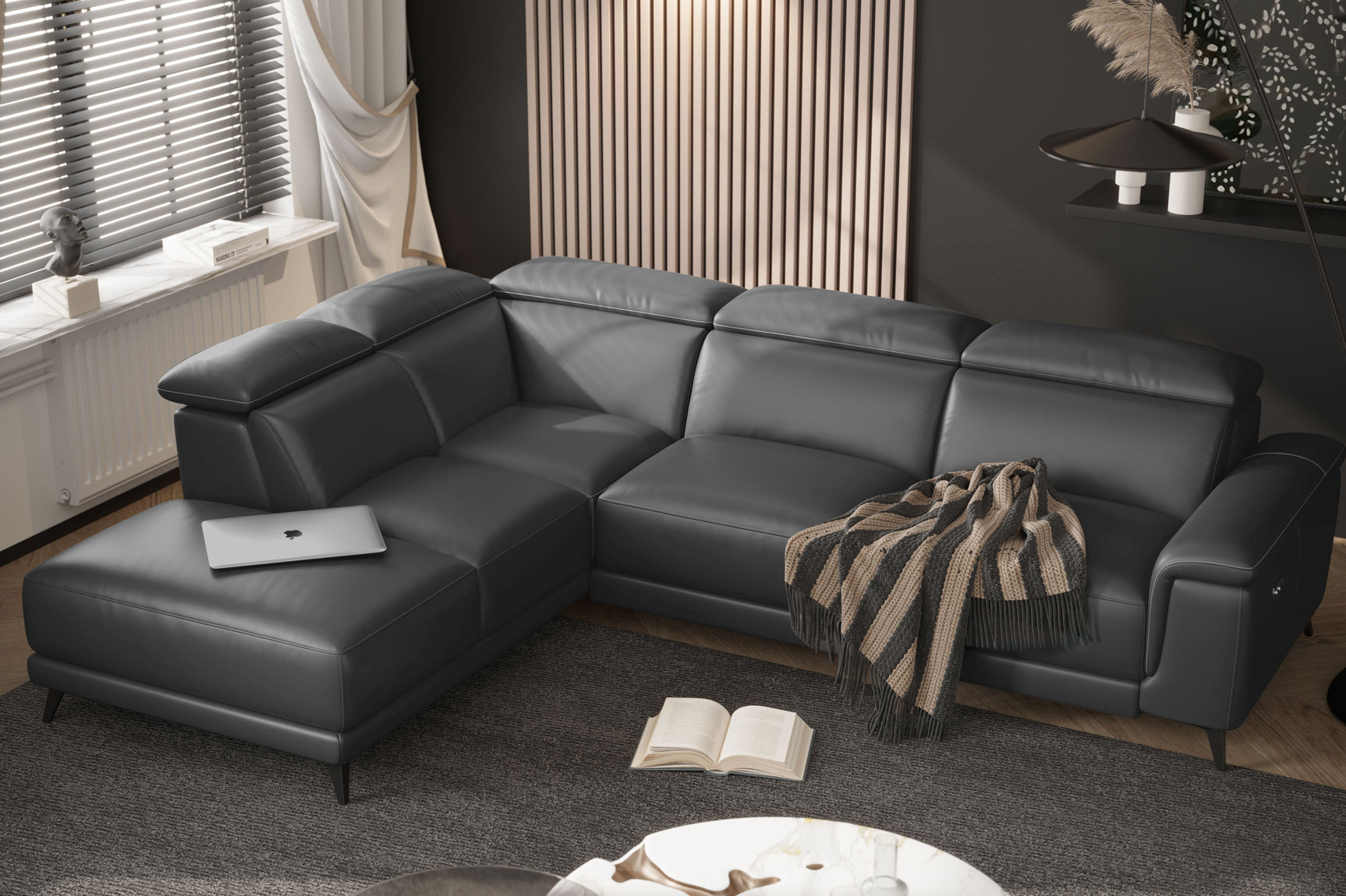 Pista Leather Reclining Sectional Lounge