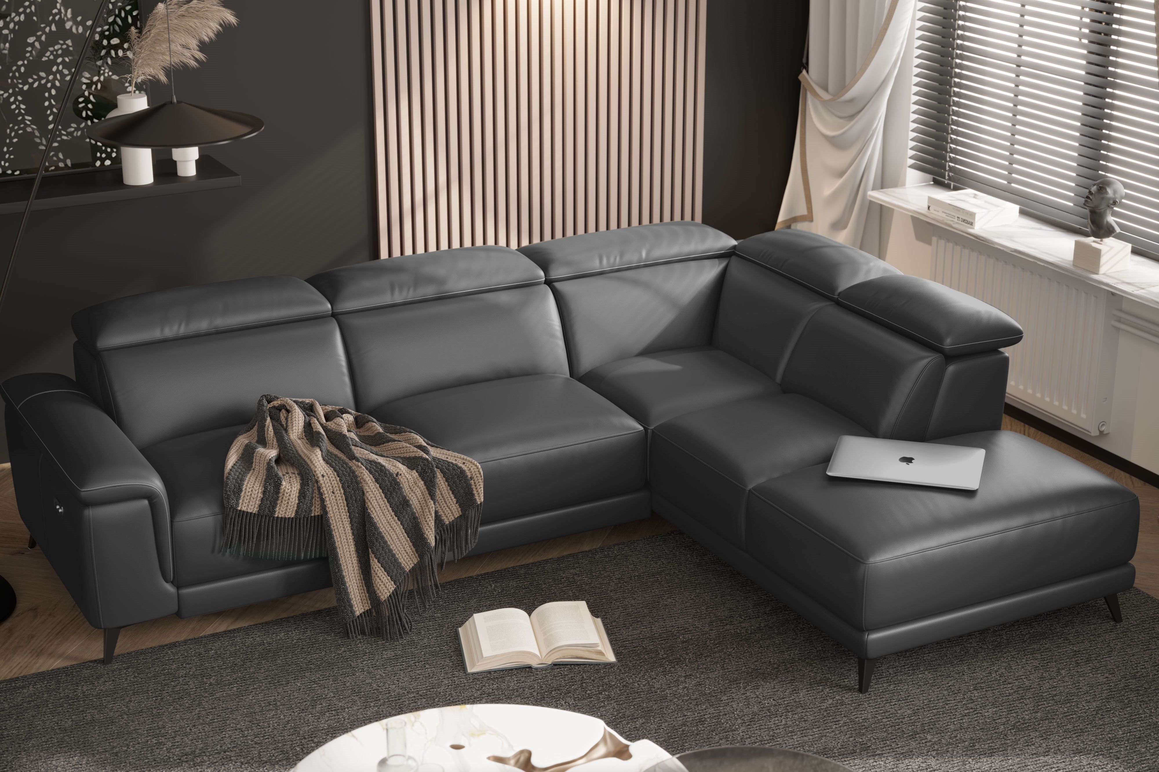 Pista Leather Reclining Sectional Lounge