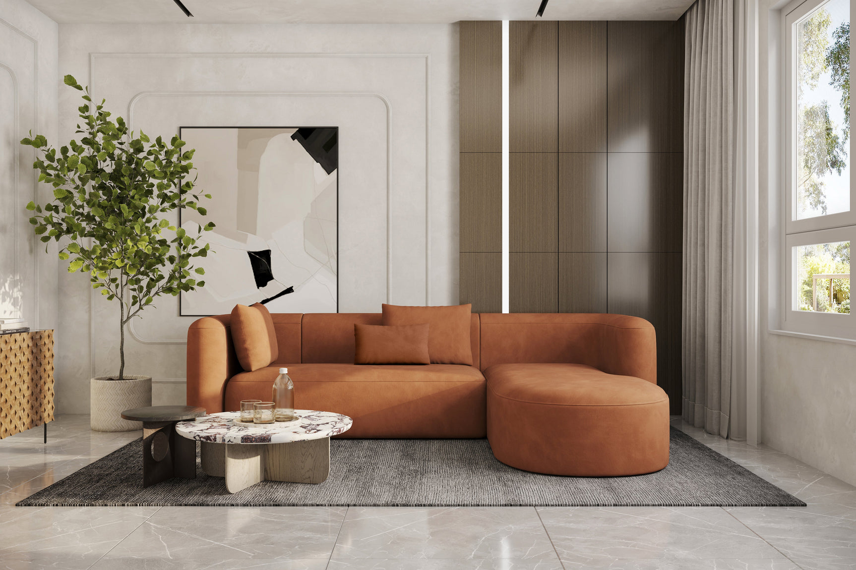 Jordyn Velvet Fabric Sectional Lounge