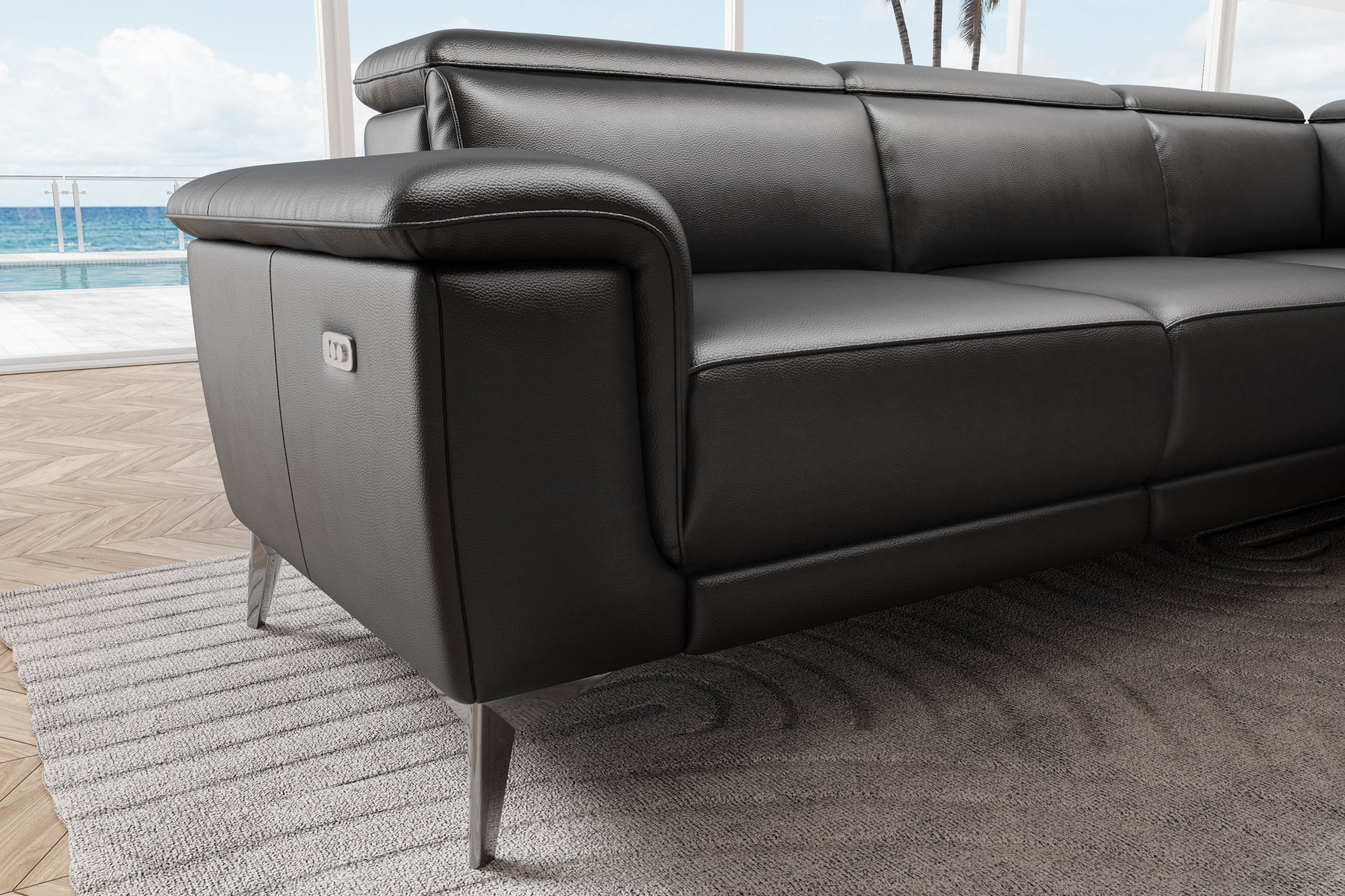 Pista Leather Reclining Sectional Lounge