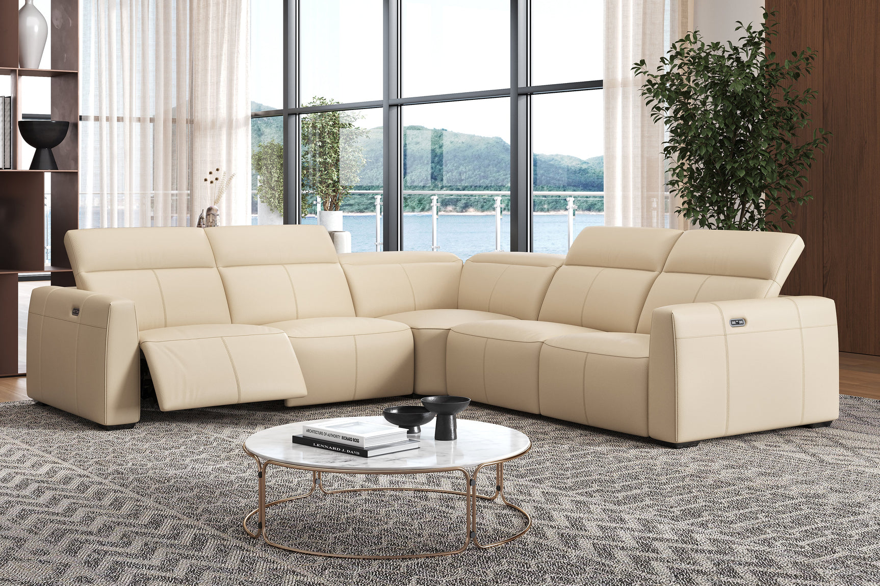 Carmen Leather Dual Recliner Corner Sectional