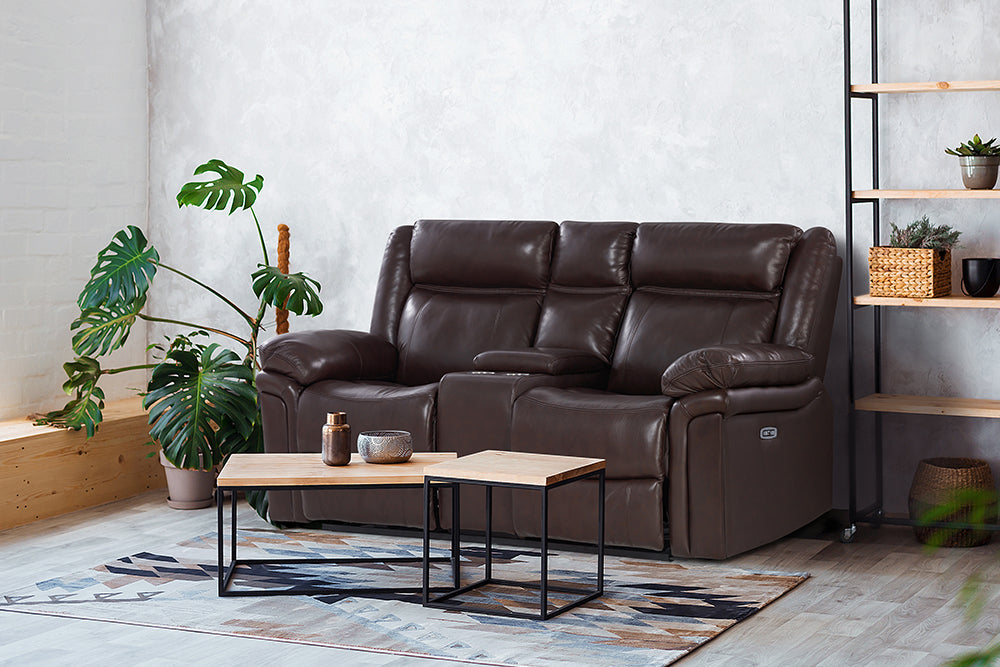 Charlie Leather Recliner Lounge with Console