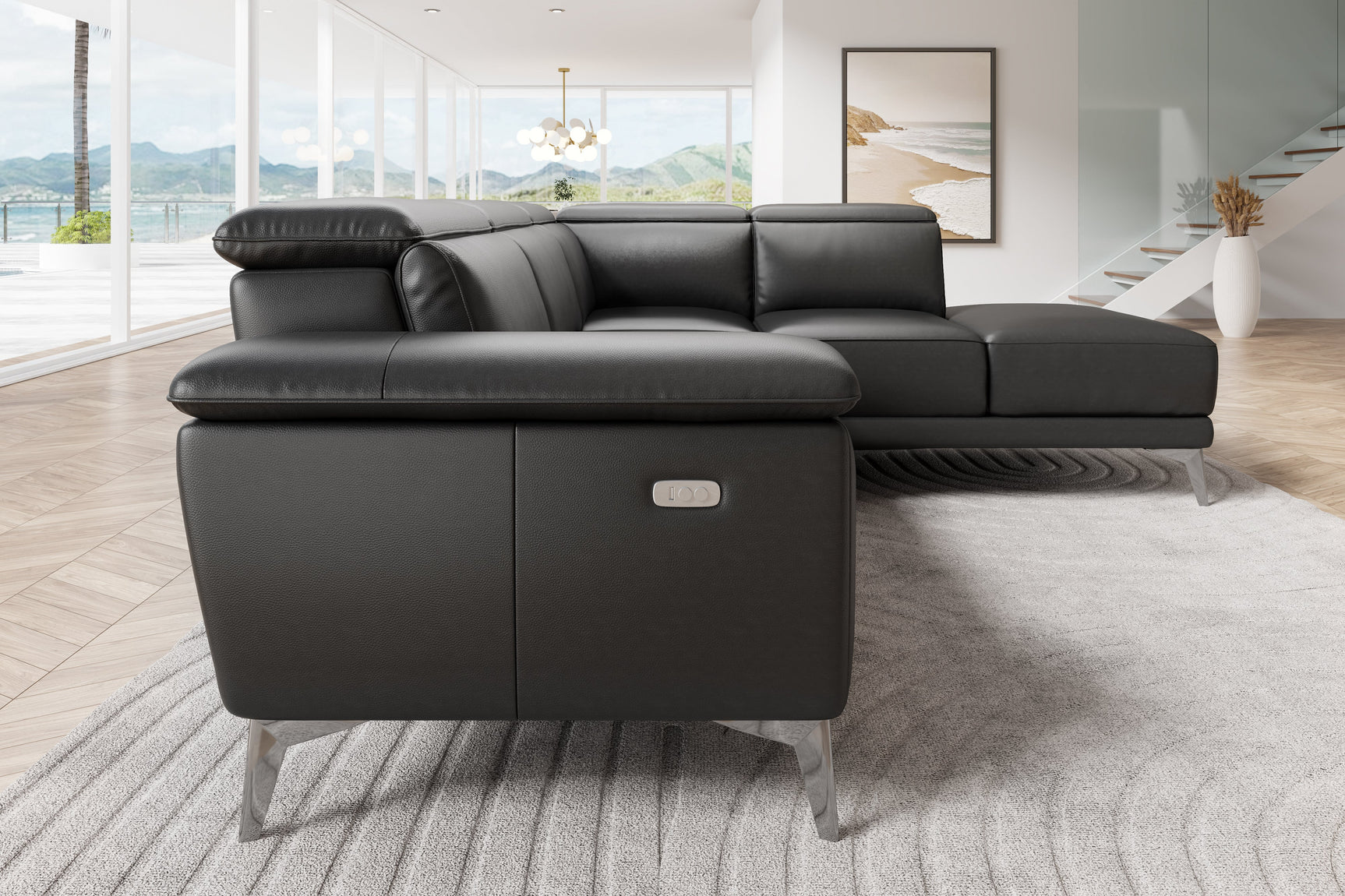 Pista Leather Reclining Sectional Lounge