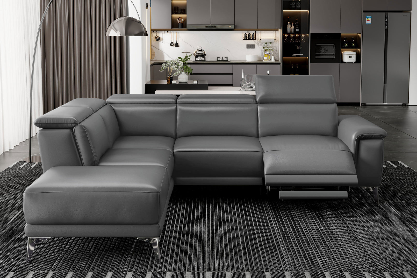 Pista Leather Reclining Sectional Lounge
