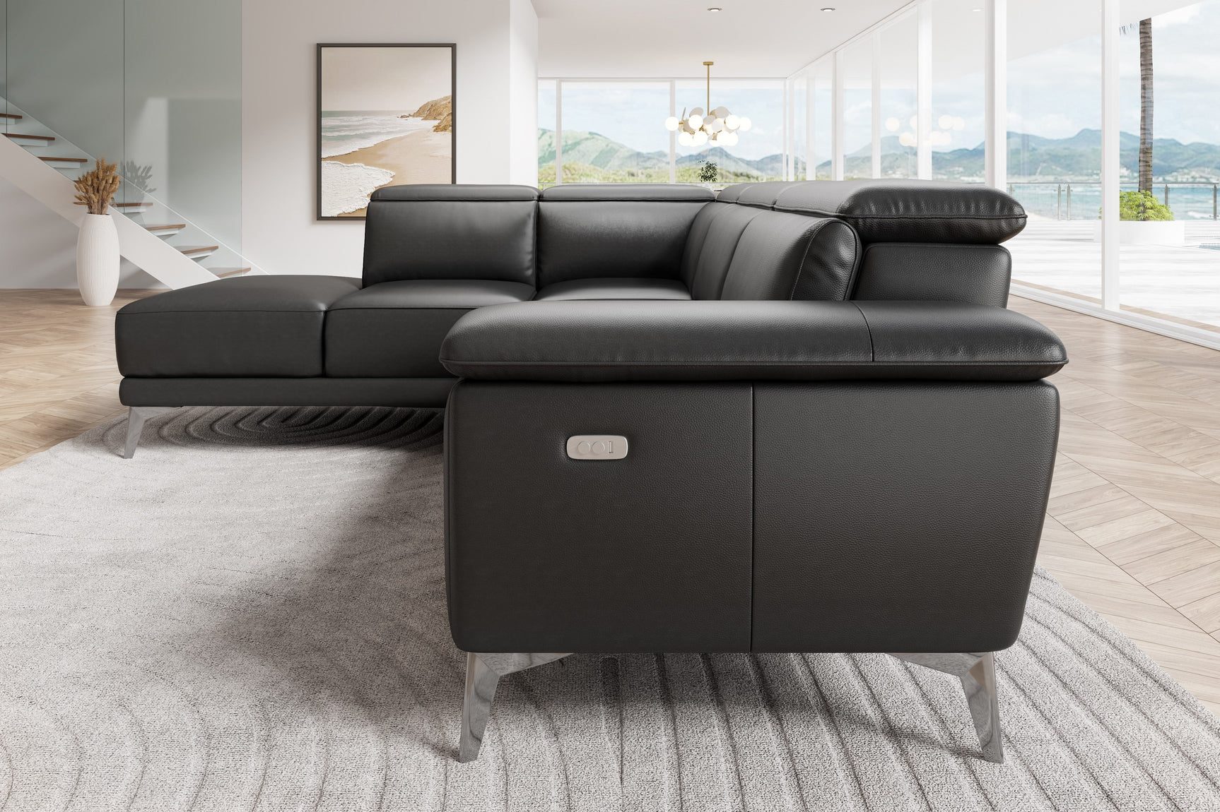 Pista Leather Reclining Sectional Lounge