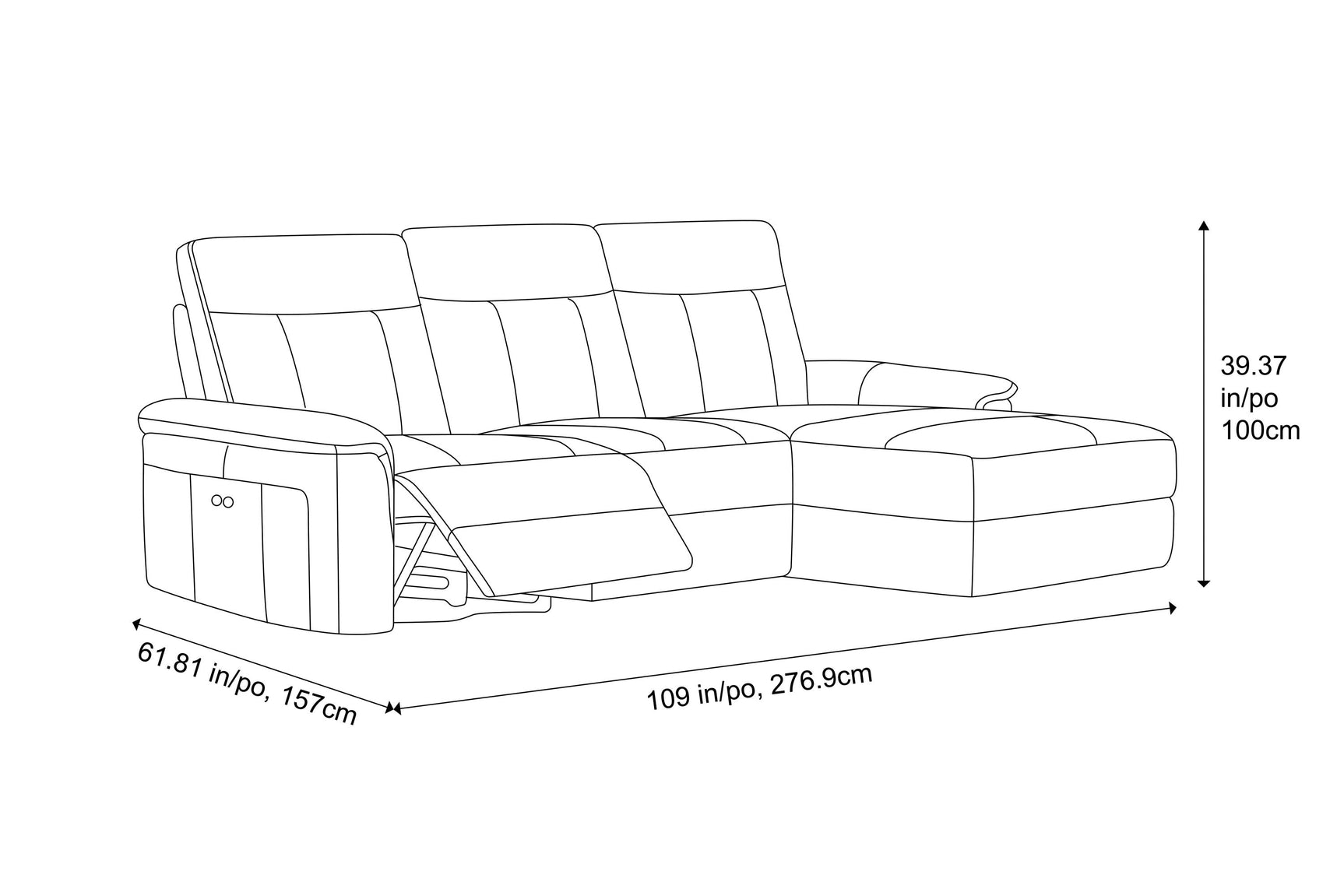 Heidi Leather Recliner Sectional Lounge