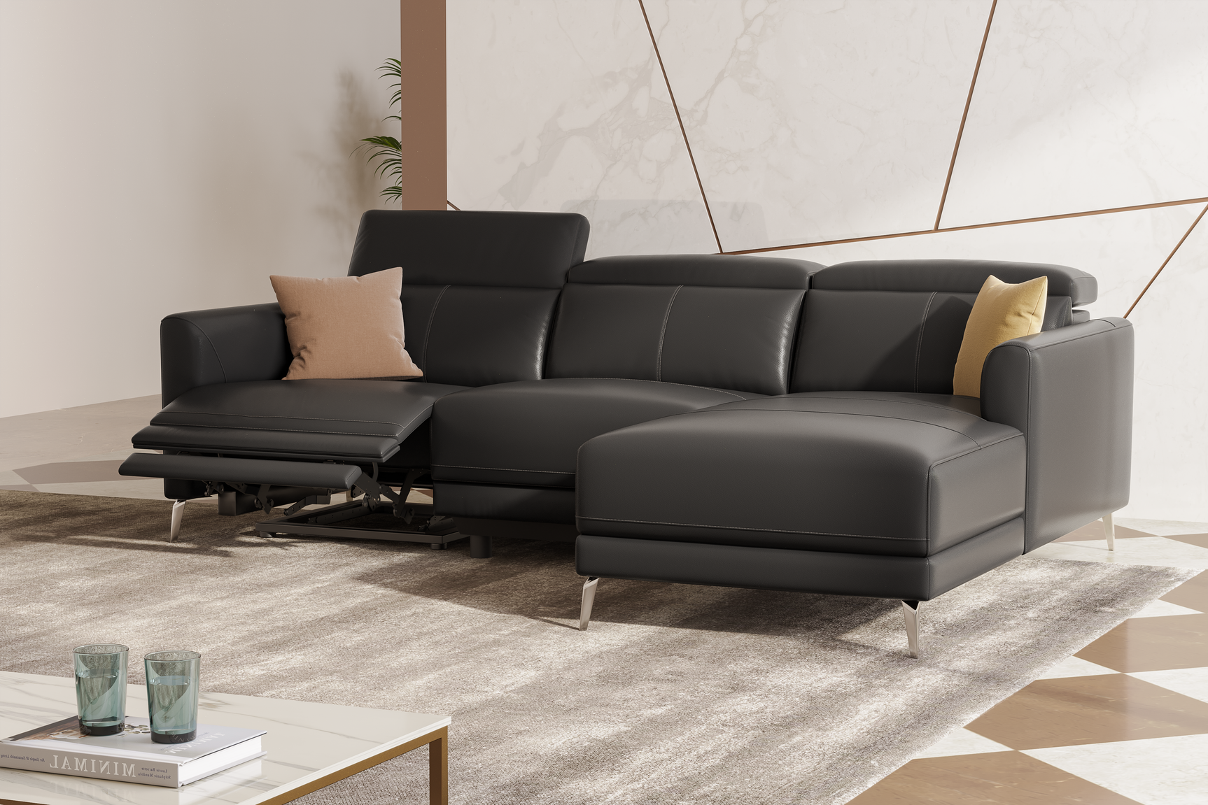 Andria Leather Reclining Sectional Lounge