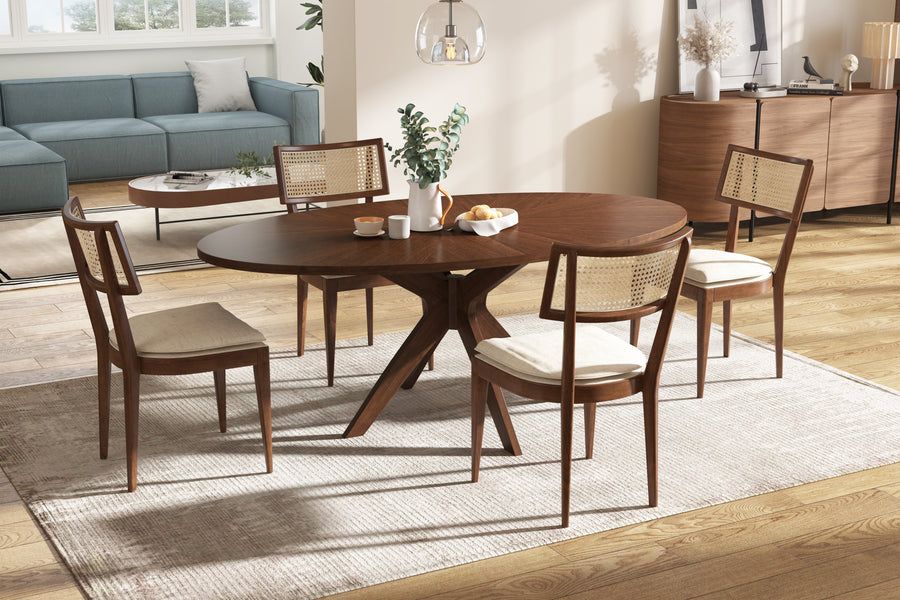 Valencia Lucy Wood Oval Large Size Dining Table, Walnut Color