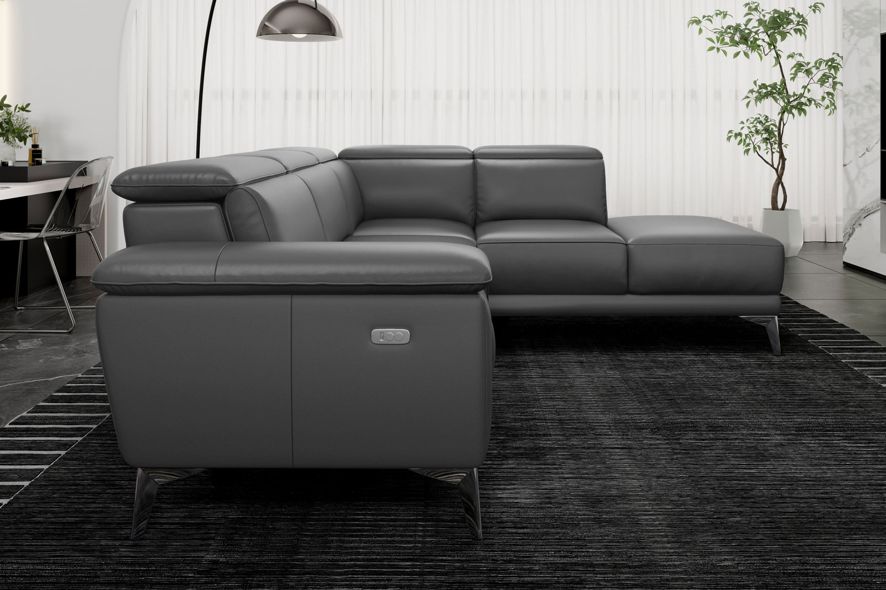 Pista Leather Reclining Sectional Lounge