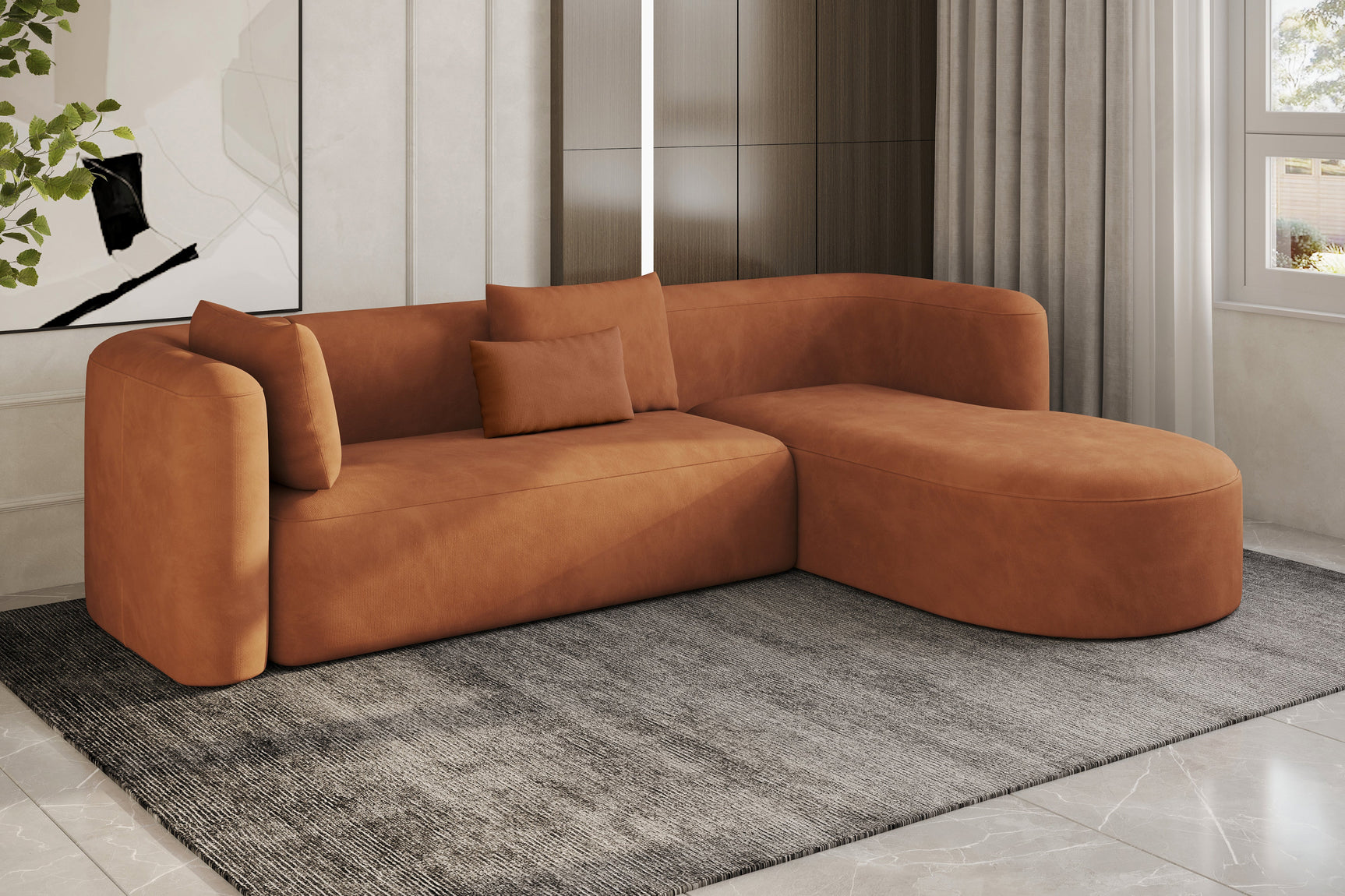 Jordyn Velvet Fabric Sectional Lounge