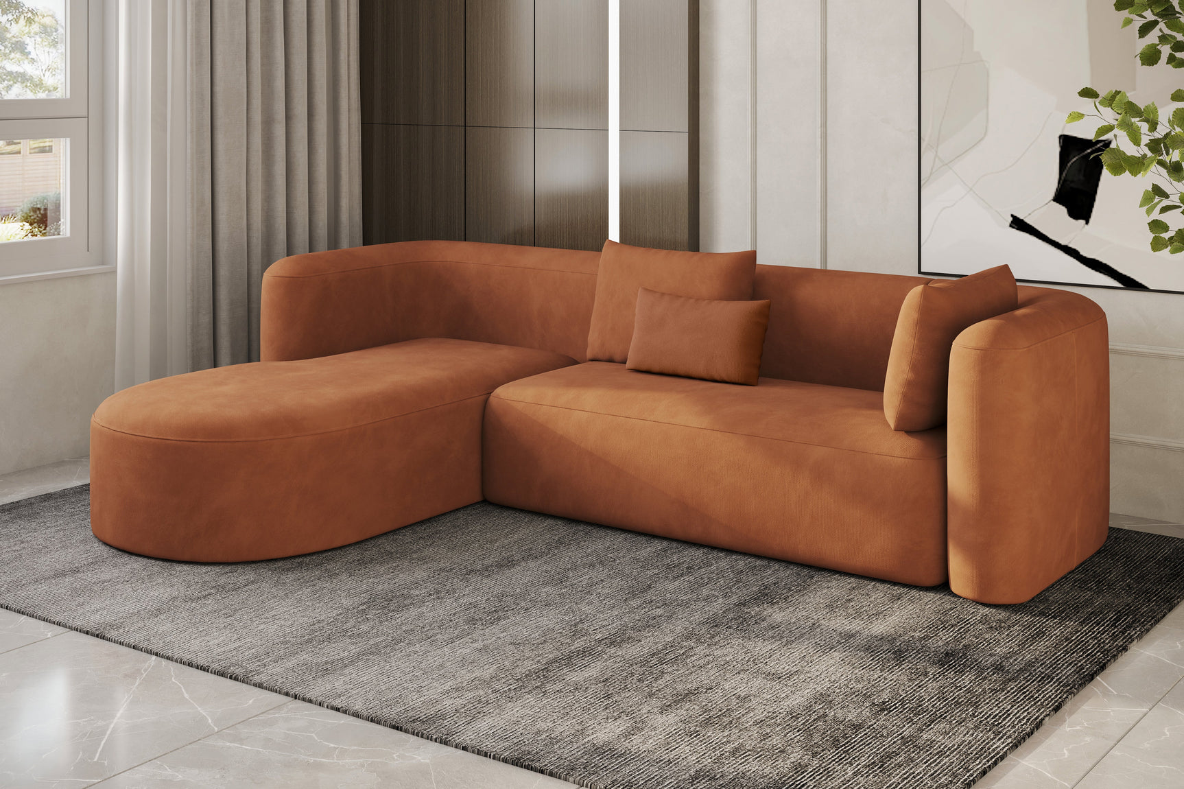 Jordyn Velvet Fabric Sectional Lounge