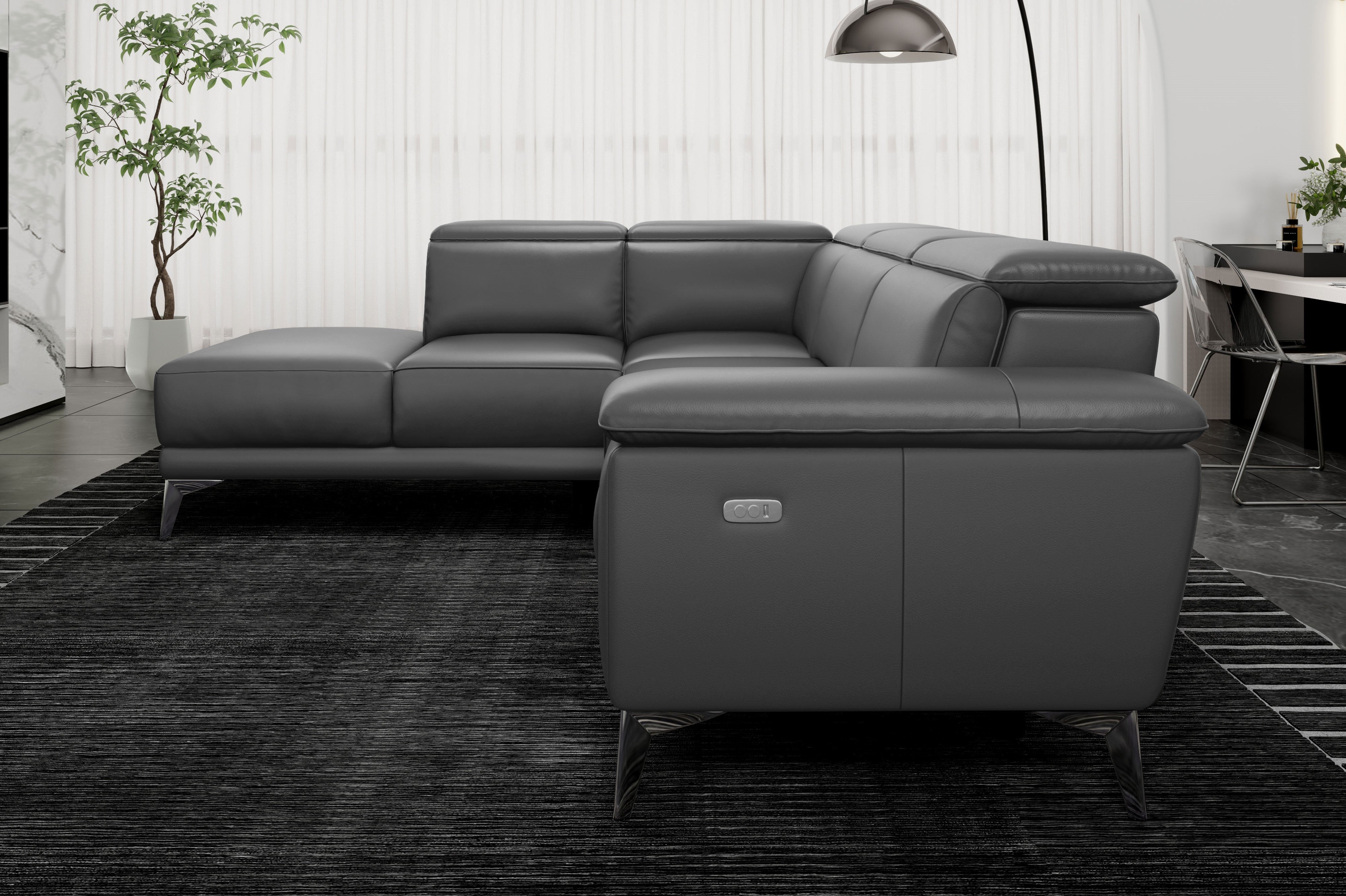 Pista Leather Reclining Sectional Lounge