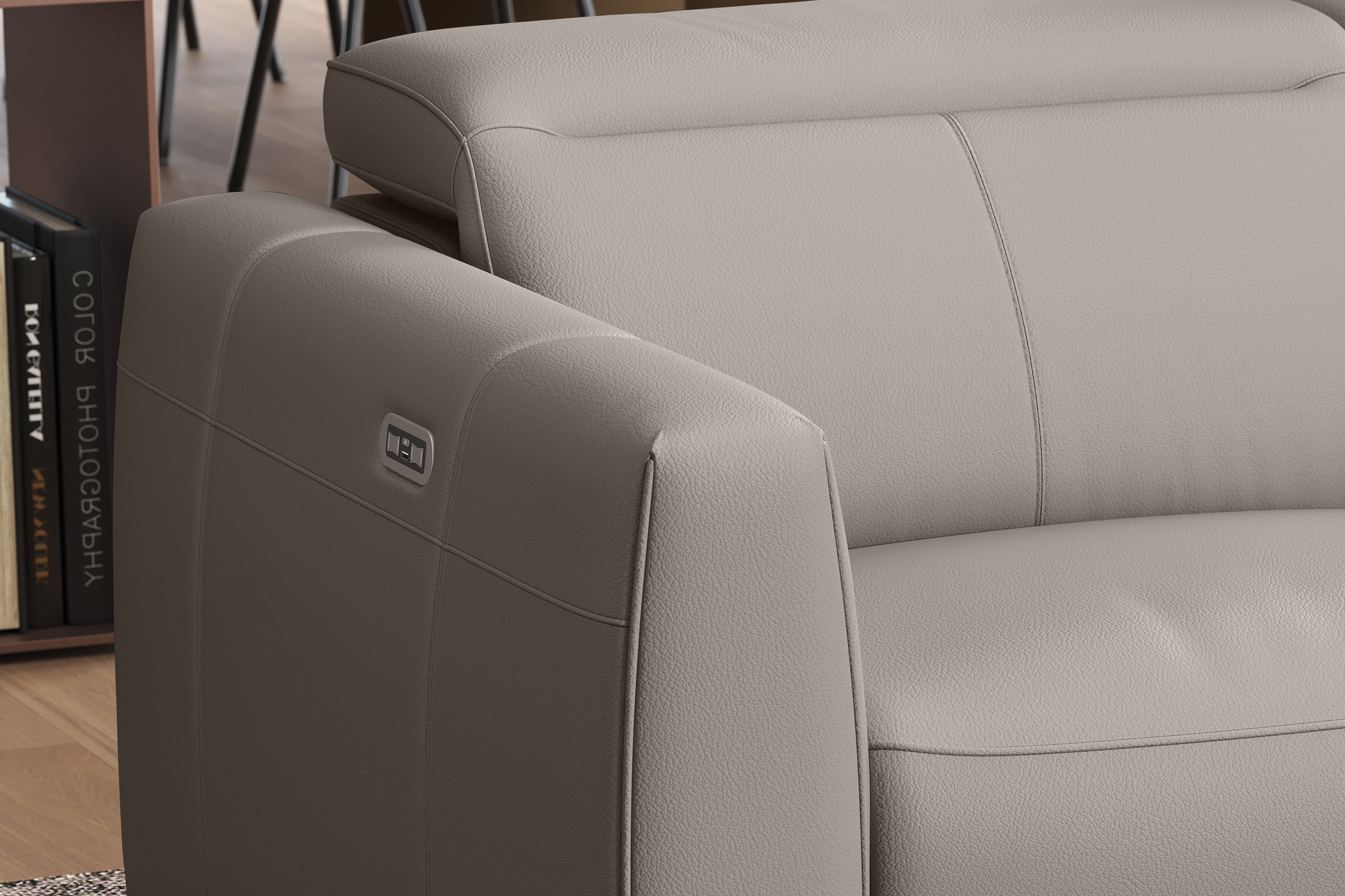 Carmen Leather Dual Recliner Lounge with Console