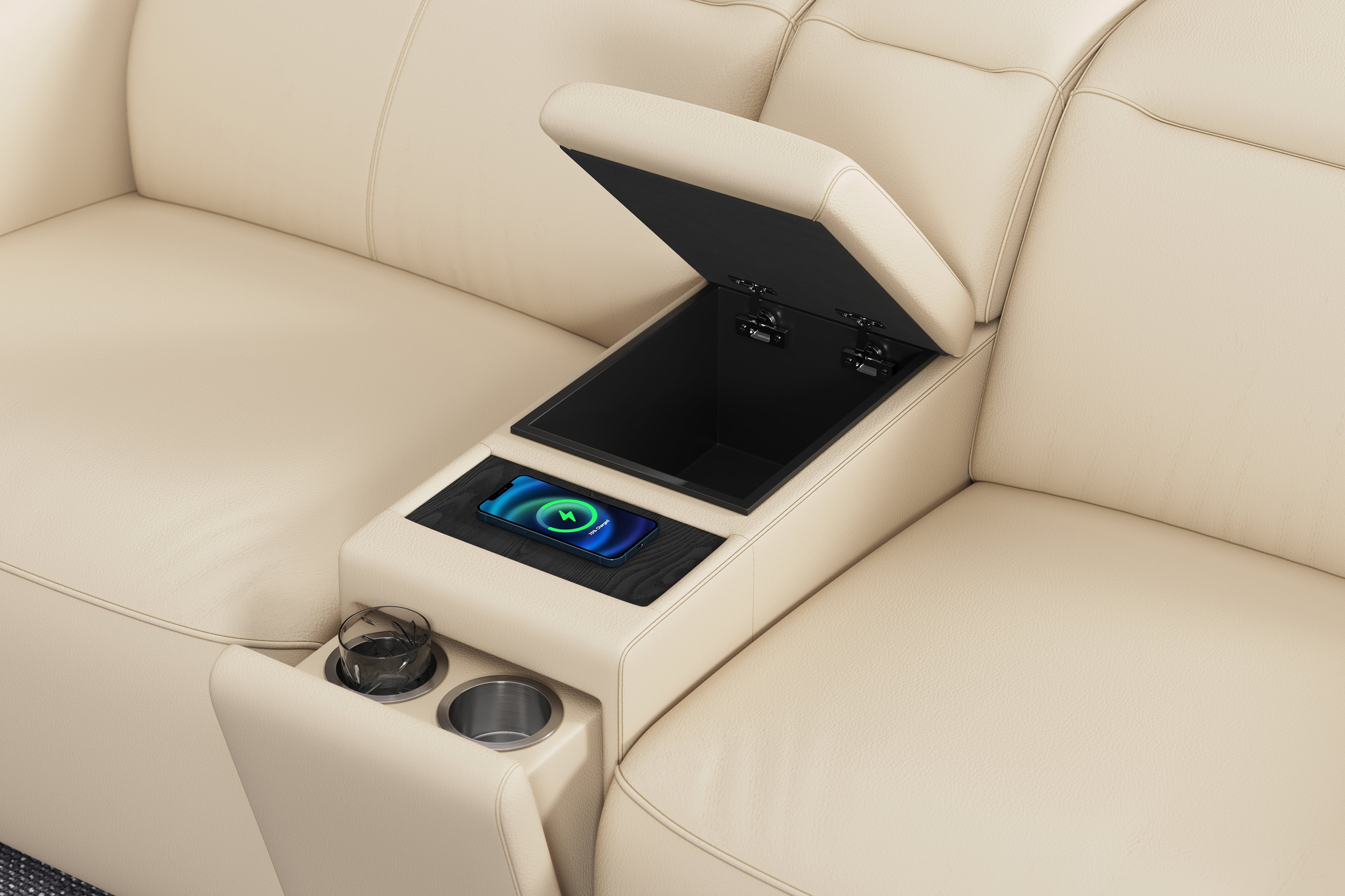 Carmen Leather Dual Recliner Lounge with Console