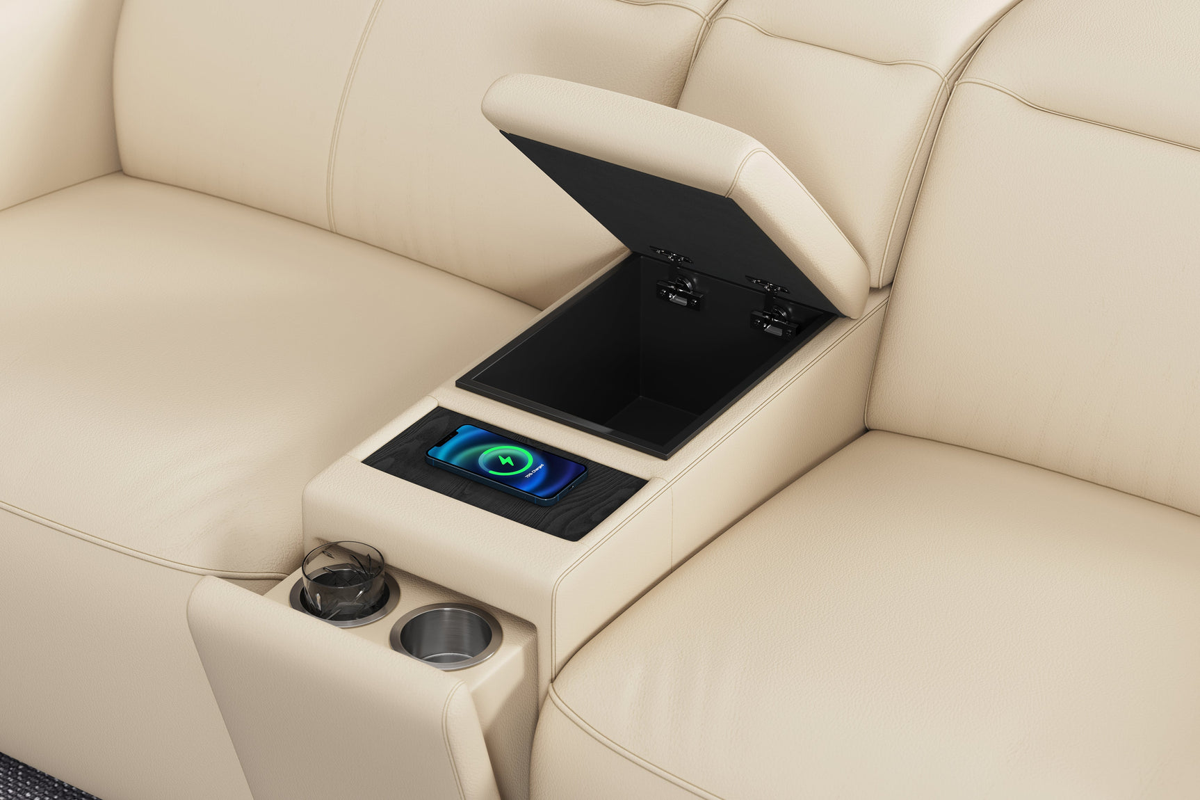 Carmen Leather Dual Recliner Lounge with Console