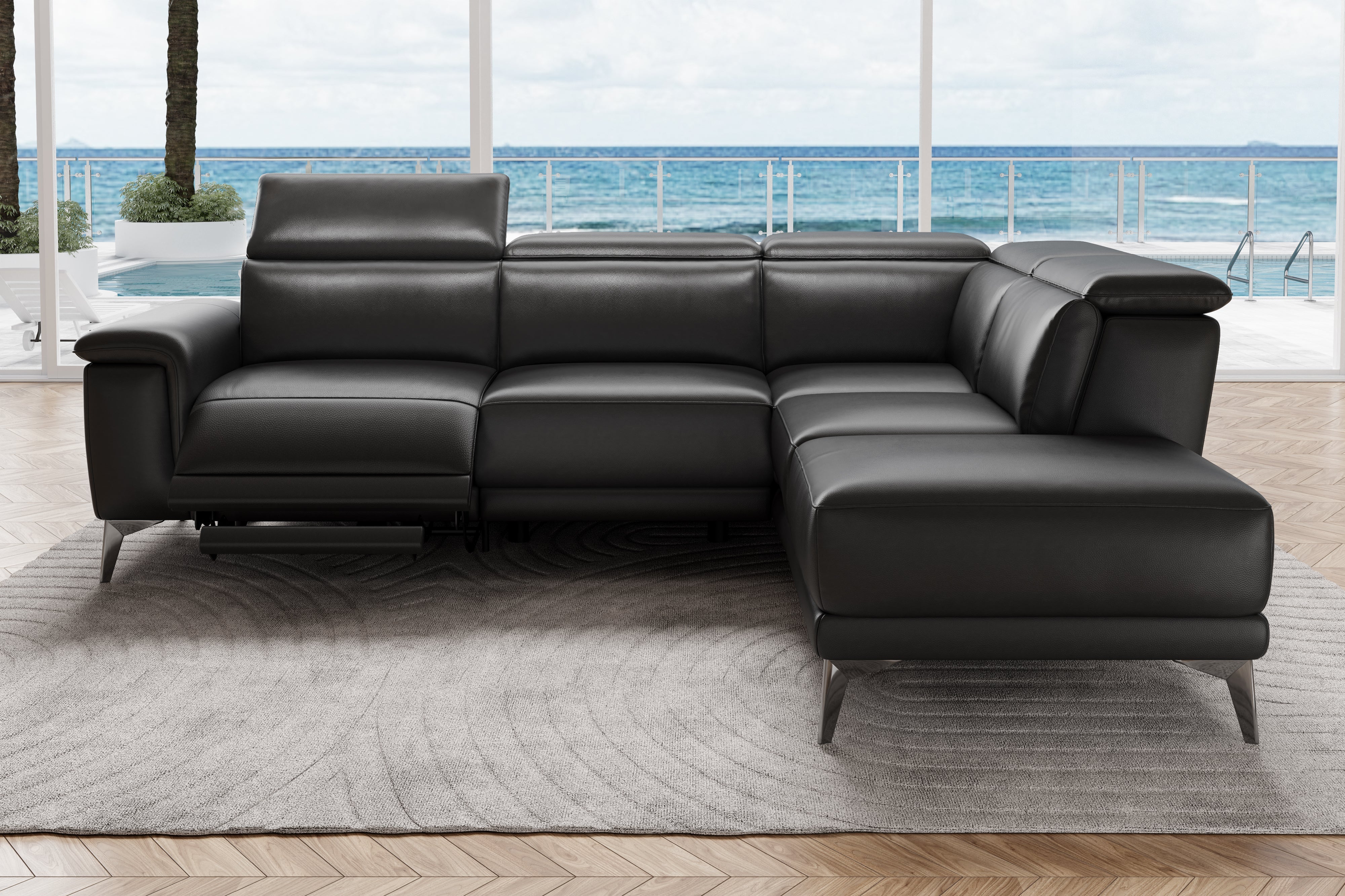 Pista Leather Reclining Sectional Lounge