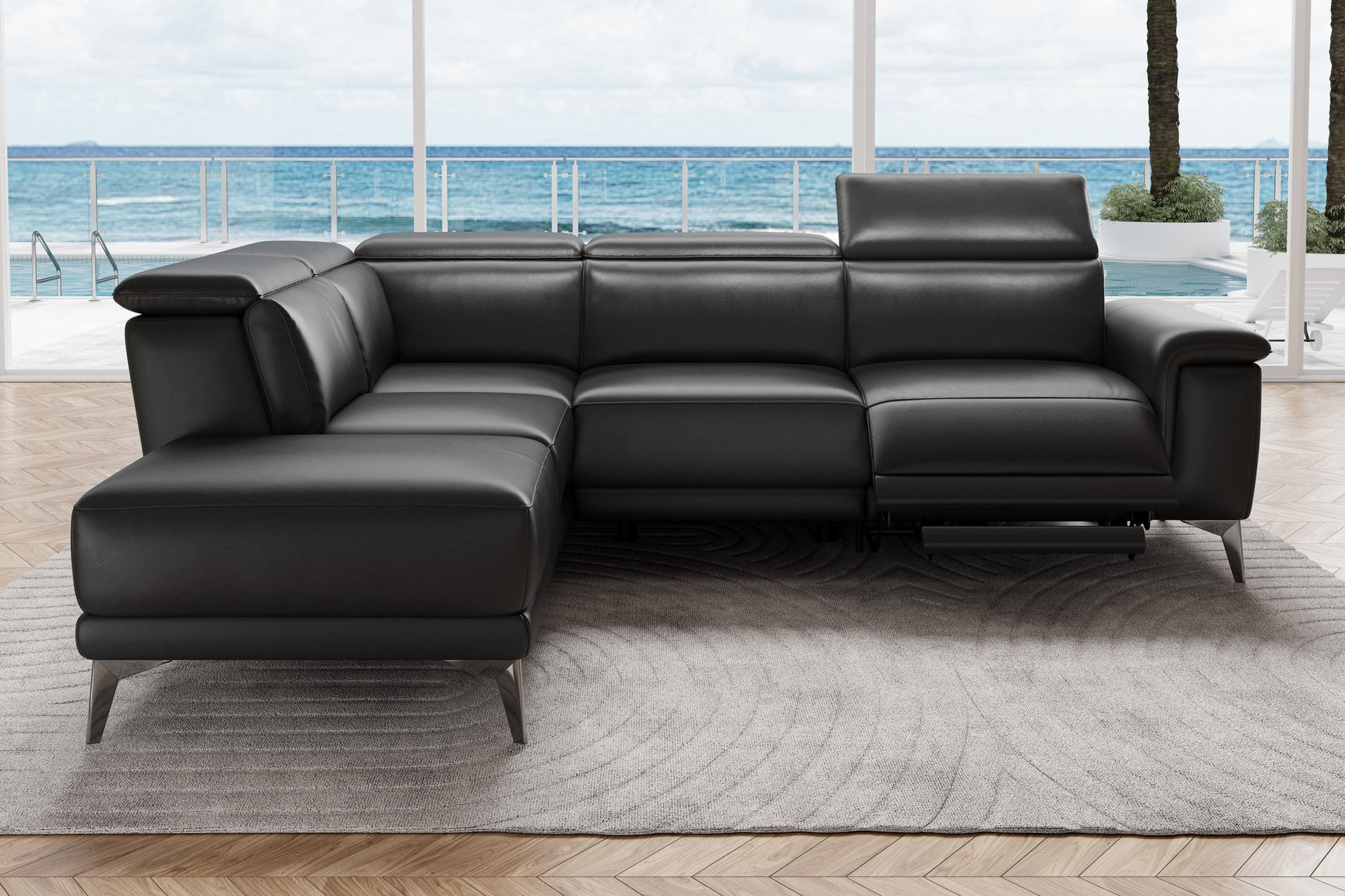 Pista Leather Reclining Sectional Lounge
