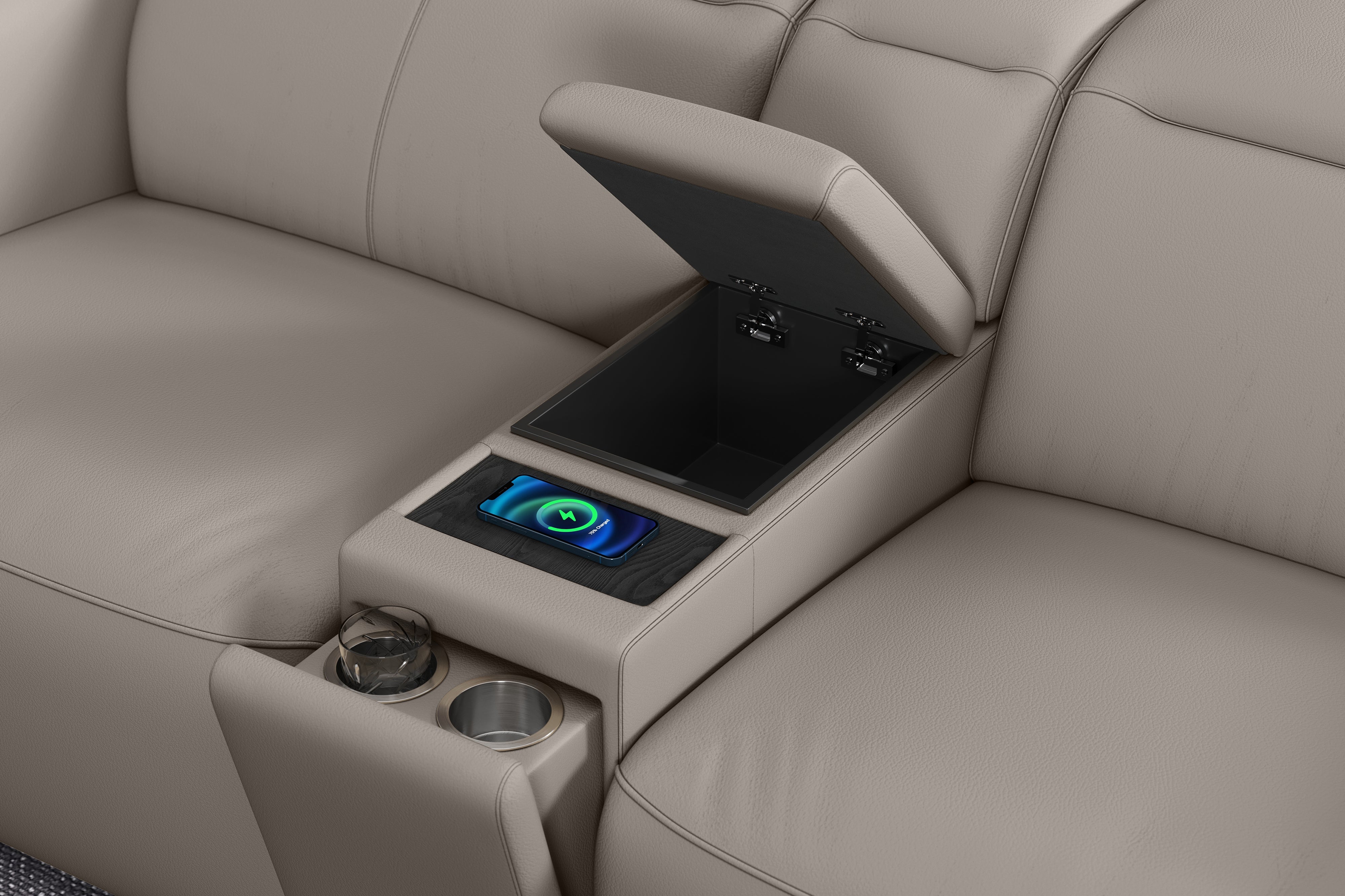 Carmen Leather Dual Recliner Lounge with Console