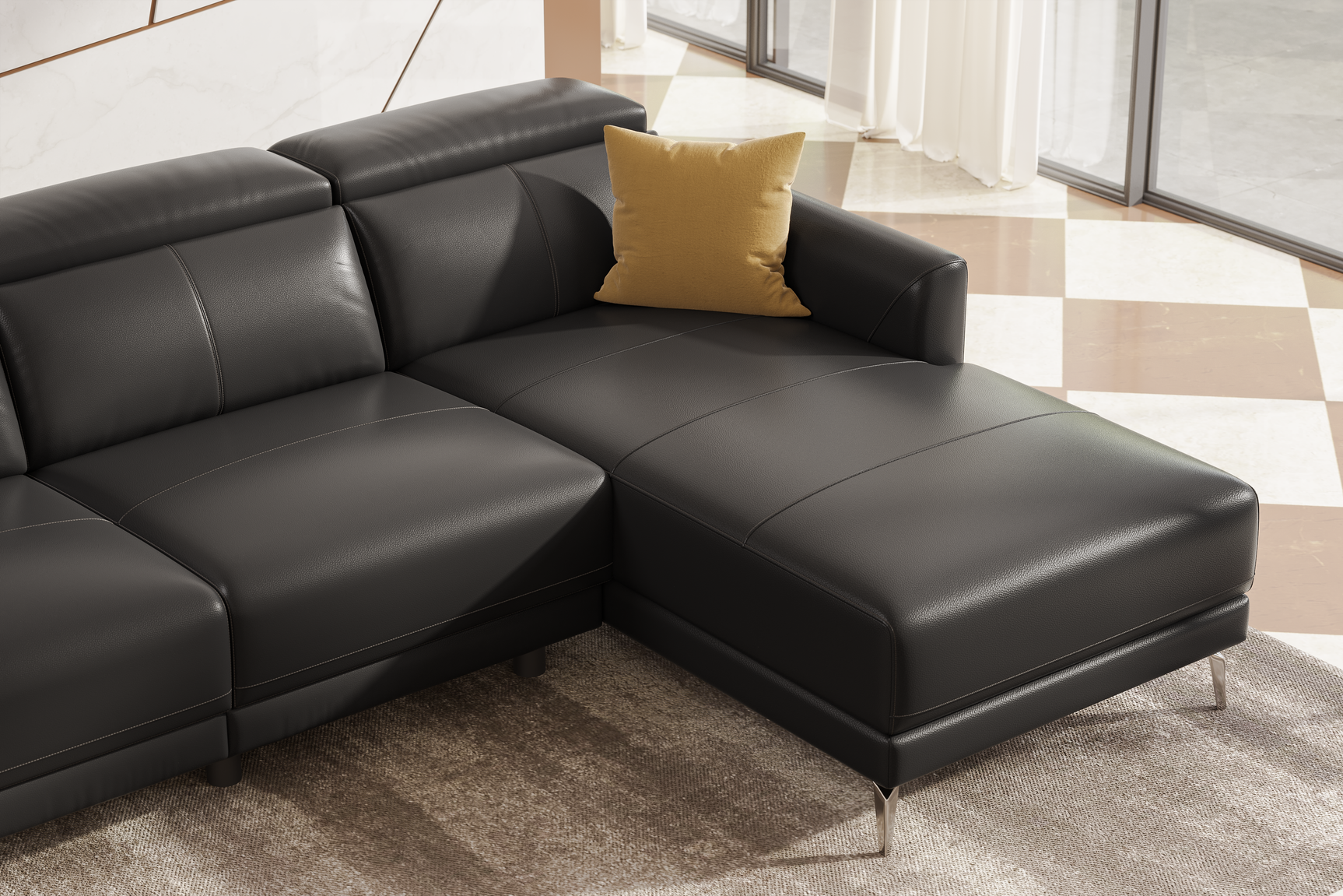 Andria Leather Reclining Sectional Lounge