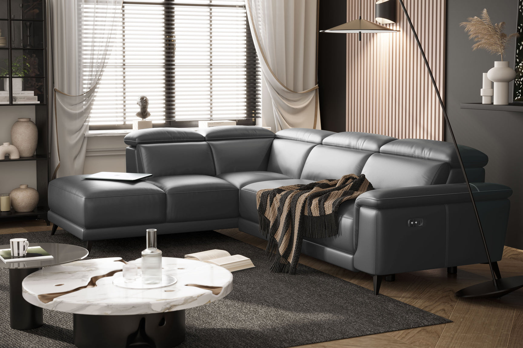 Pista Leather Reclining Sectional Lounge