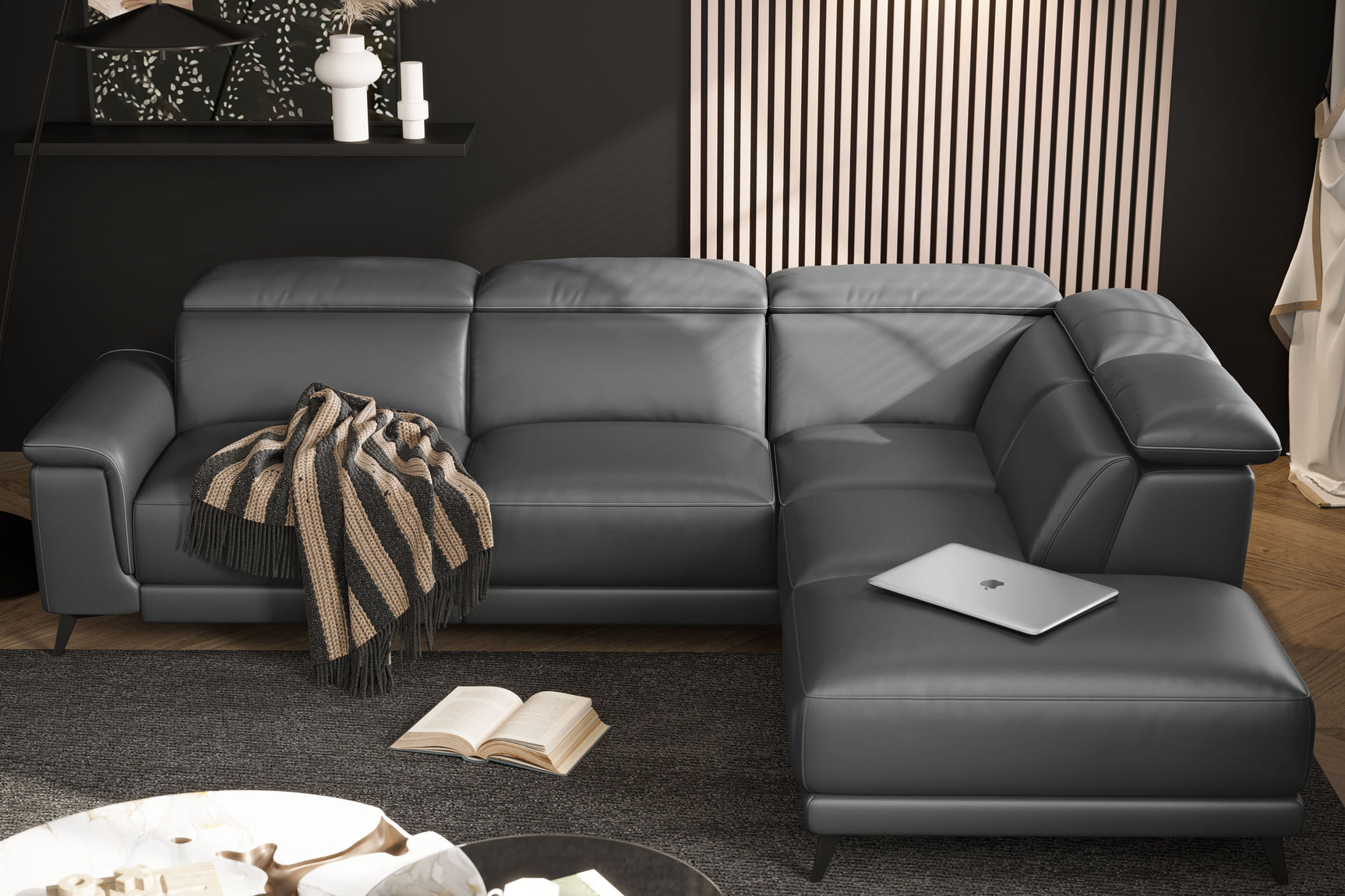 Pista Leather Reclining Sectional Lounge