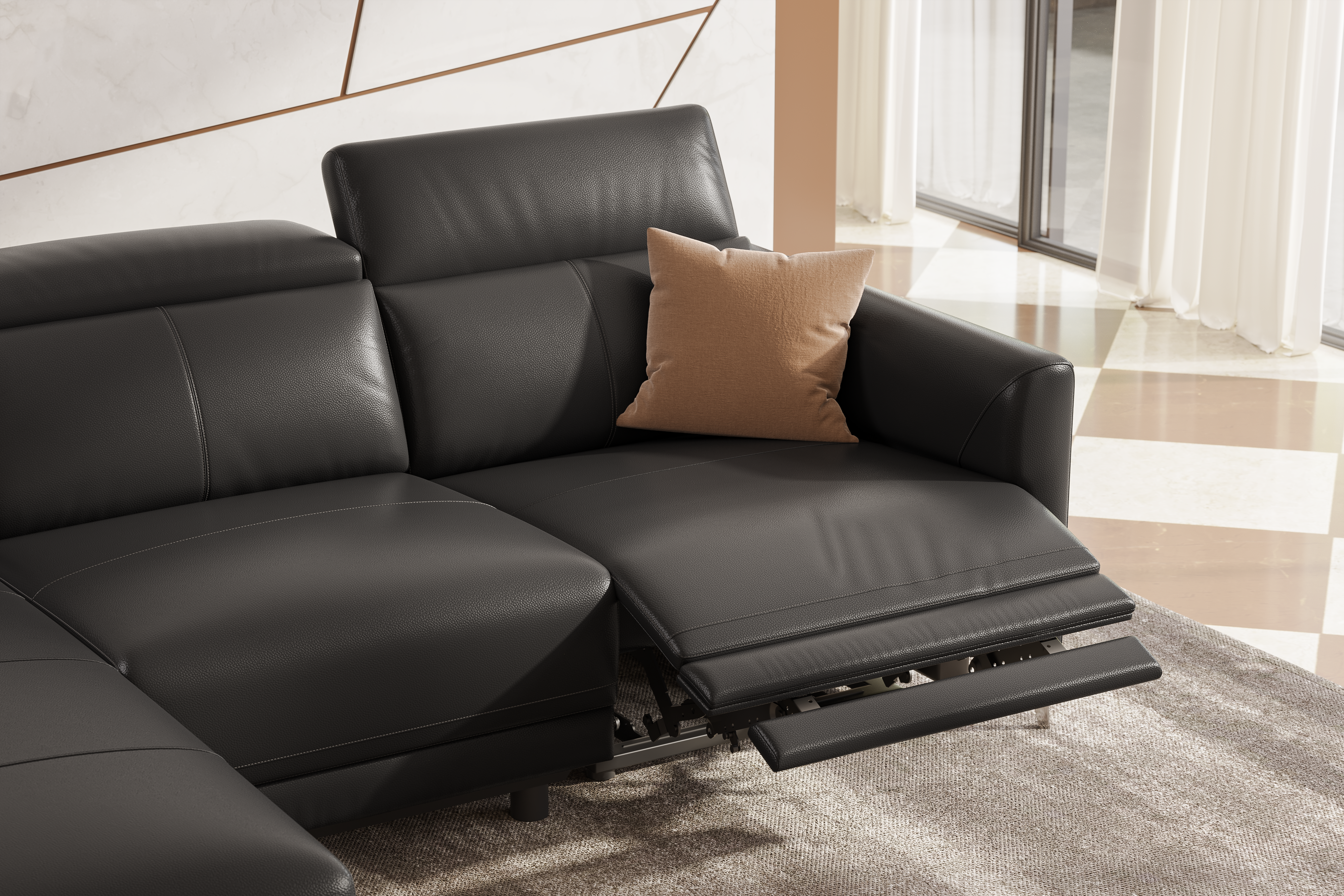 Andria Leather Reclining Sectional Lounge