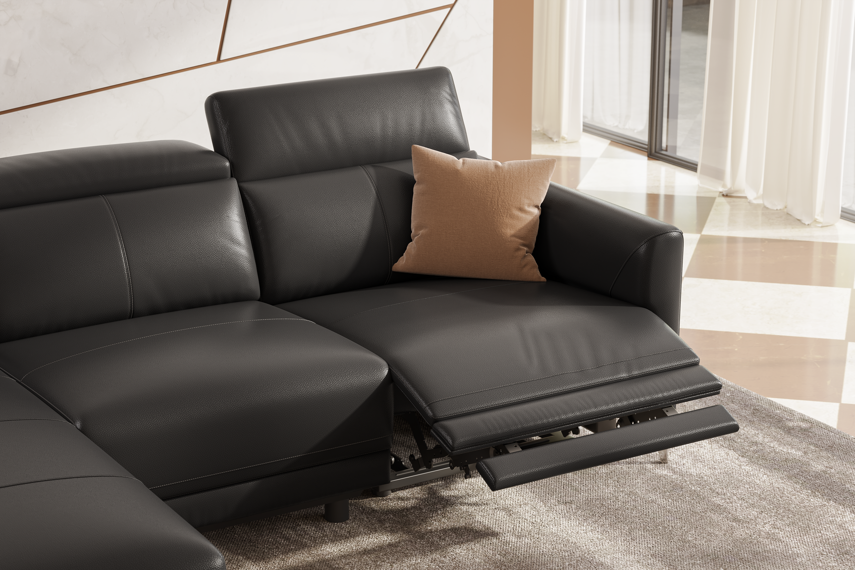 Andria Leather Reclining Sectional Lounge