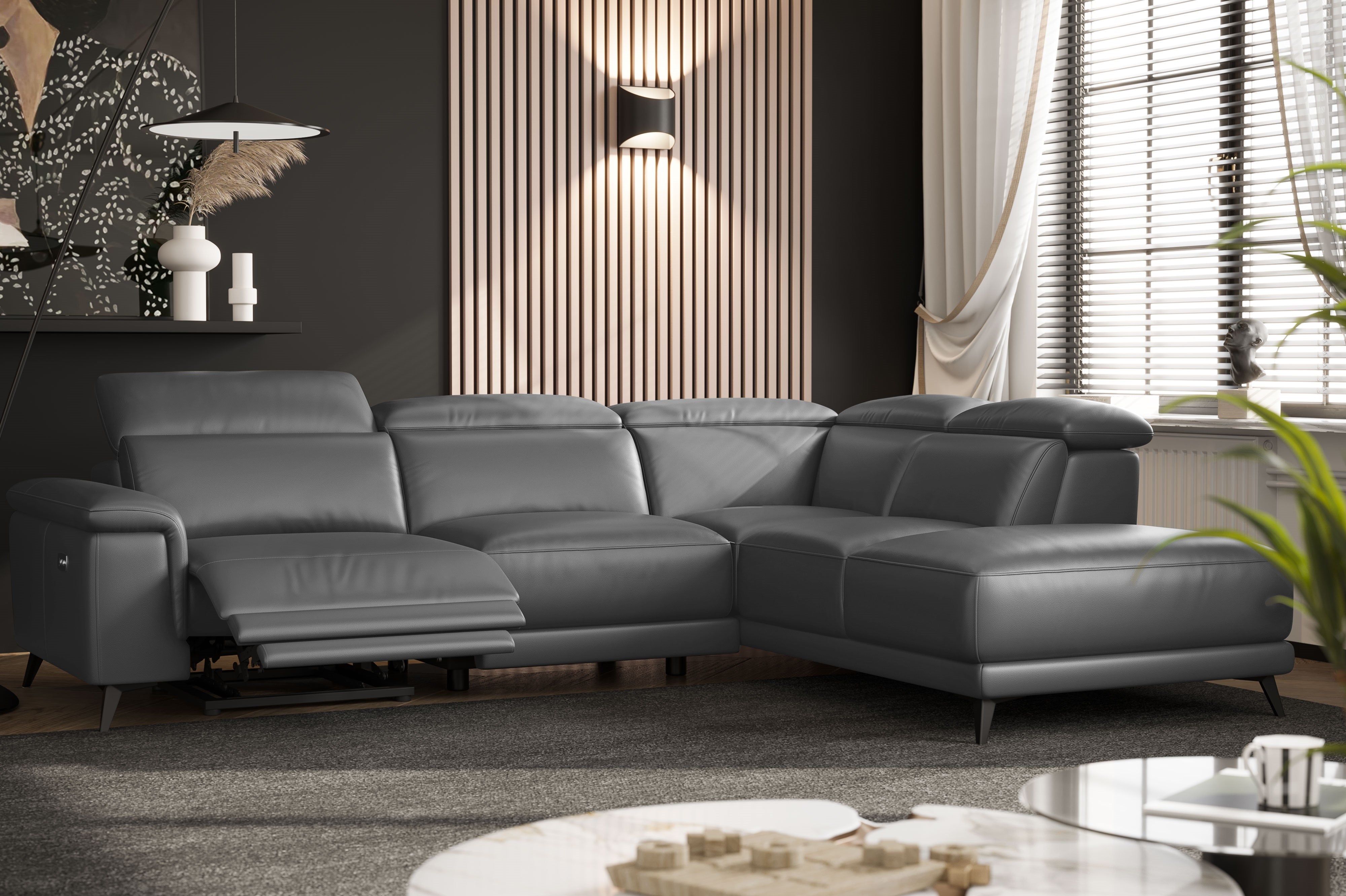 Pista Leather Reclining Sectional Lounge
