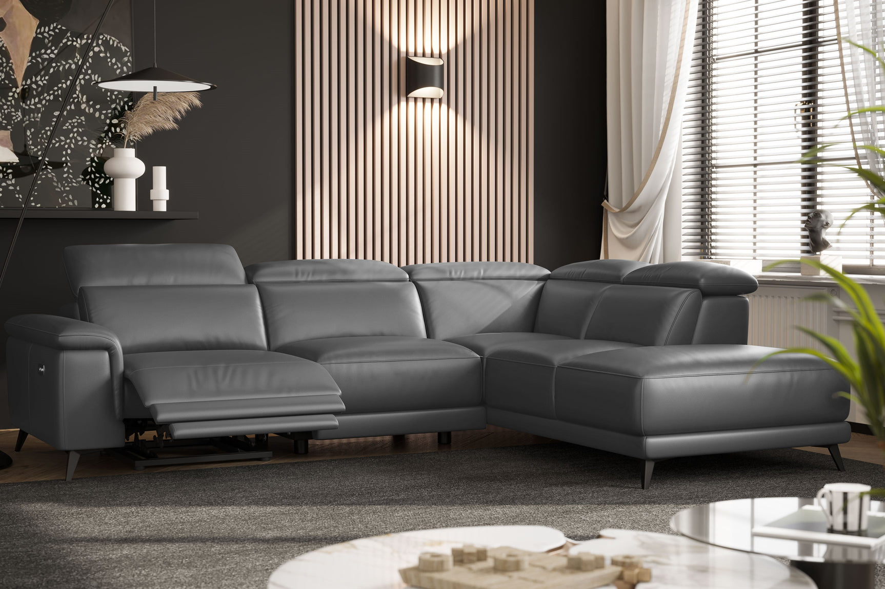 Pista Leather Reclining Sectional Lounge