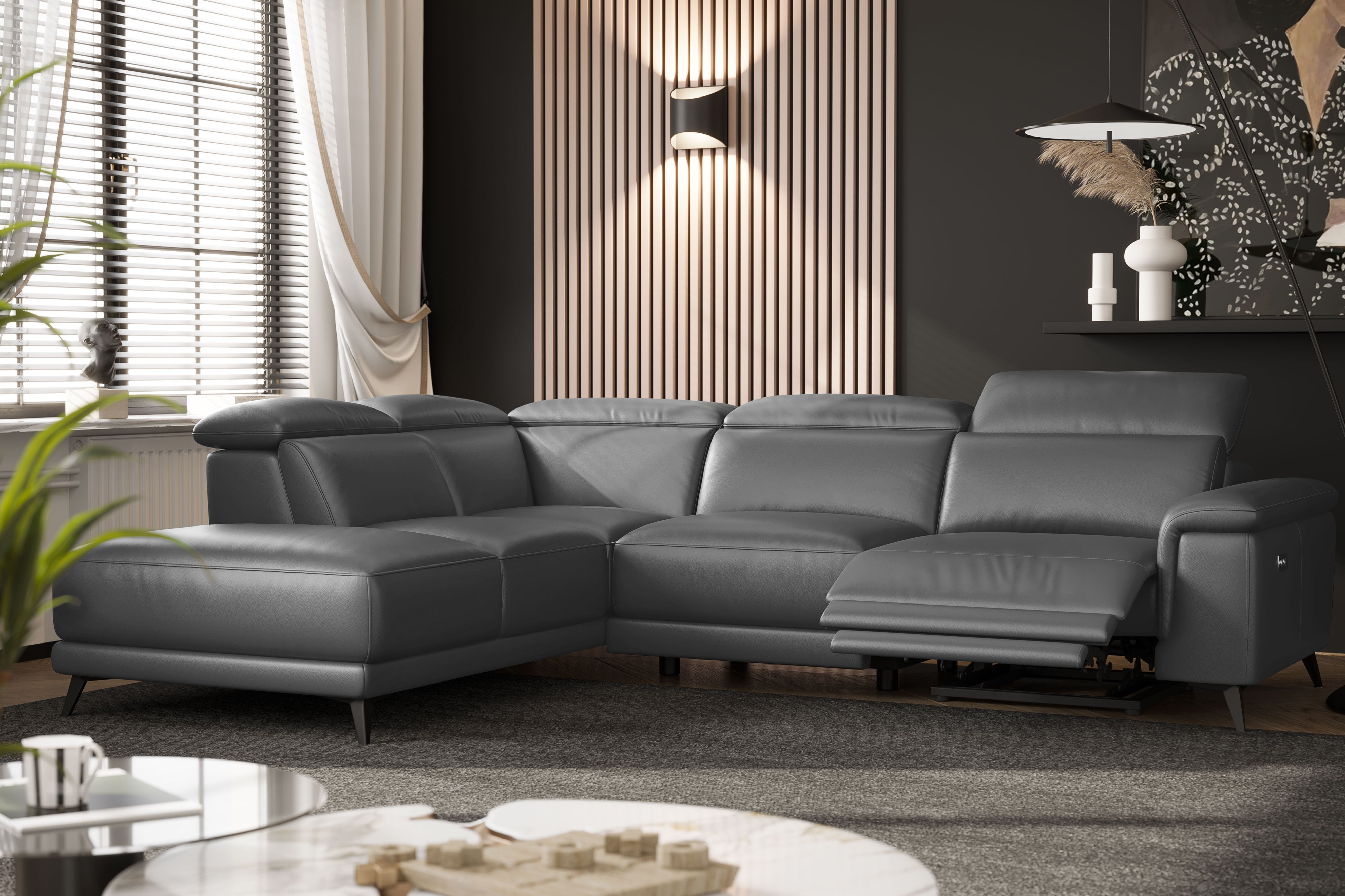 Pista Leather Reclining Sectional Lounge