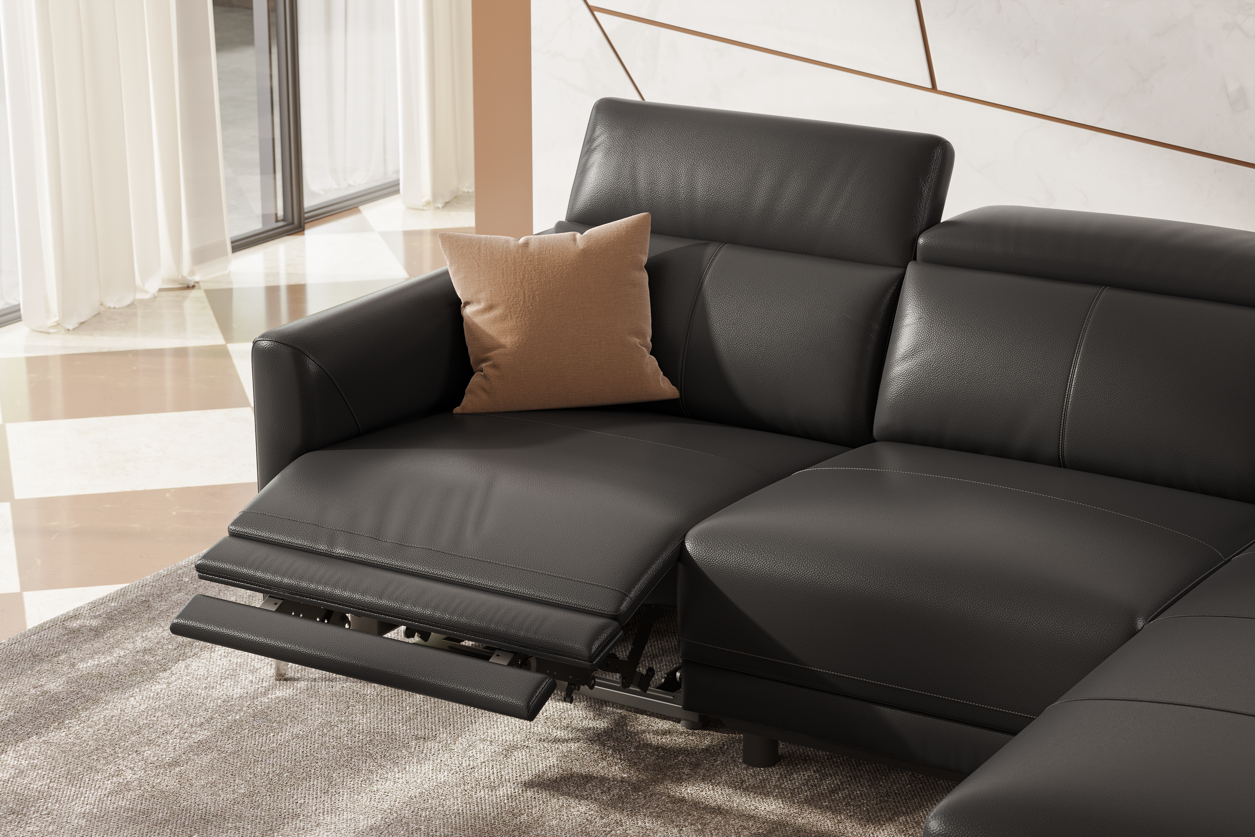 Andria Leather Reclining Sectional Lounge