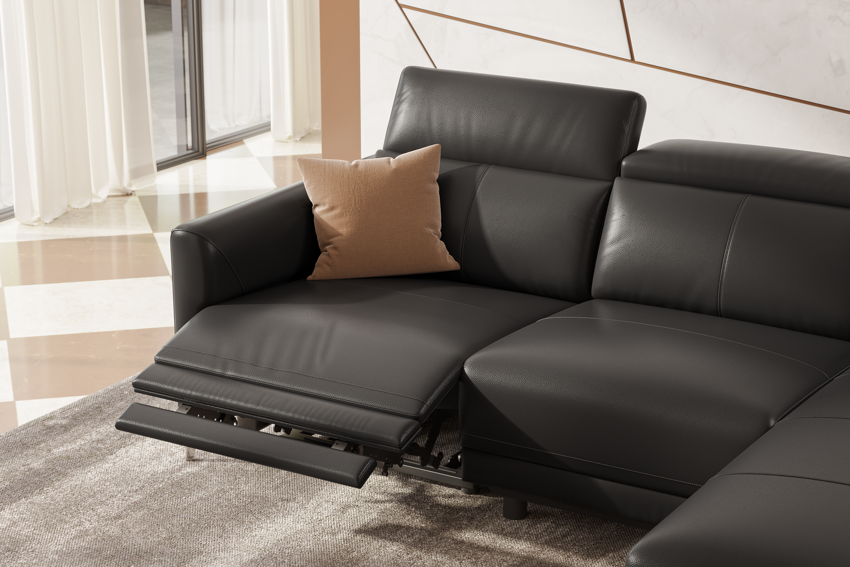 Andria Leather Reclining Sectional Lounge