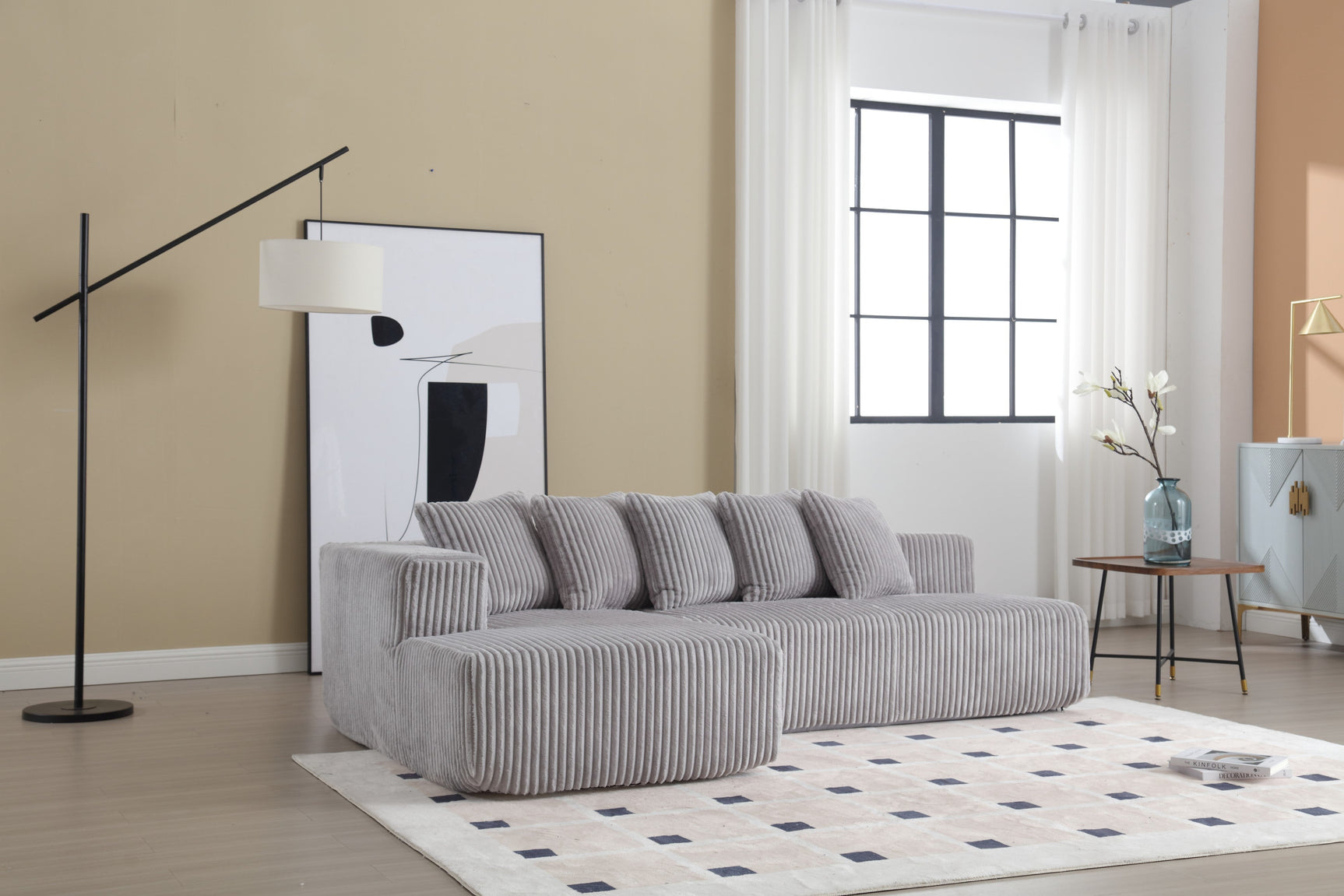 Alexus Corduroy Fabric Sectional Lounge