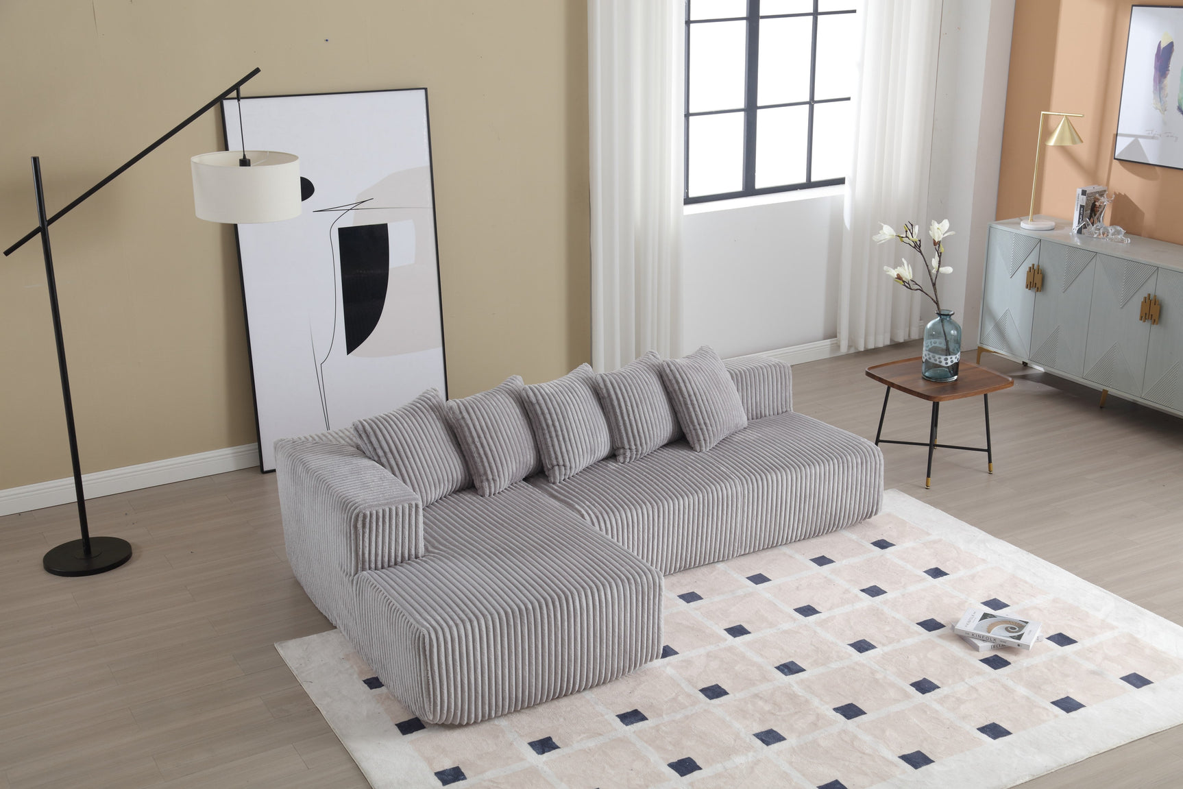 Alexus Corduroy Fabric Sectional Lounge