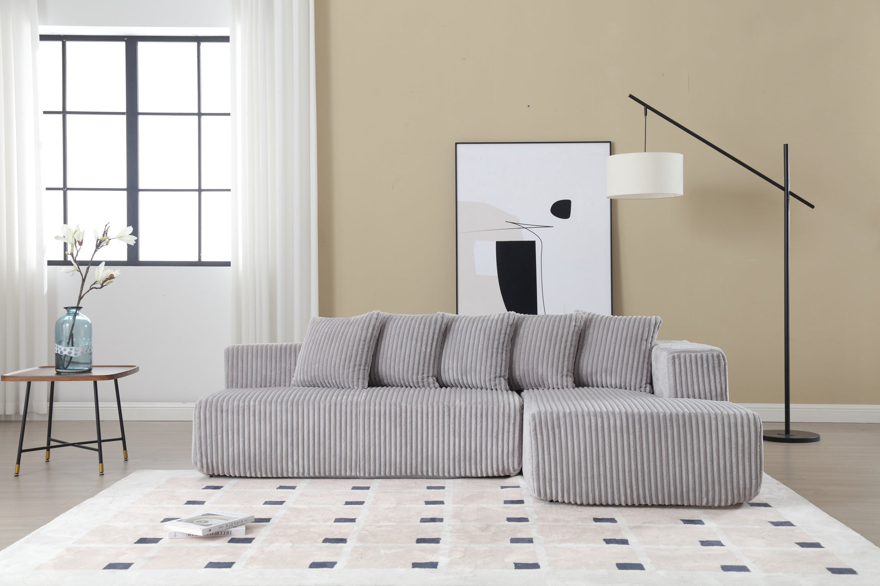 Alexus Corduroy Fabric Sectional Lounge