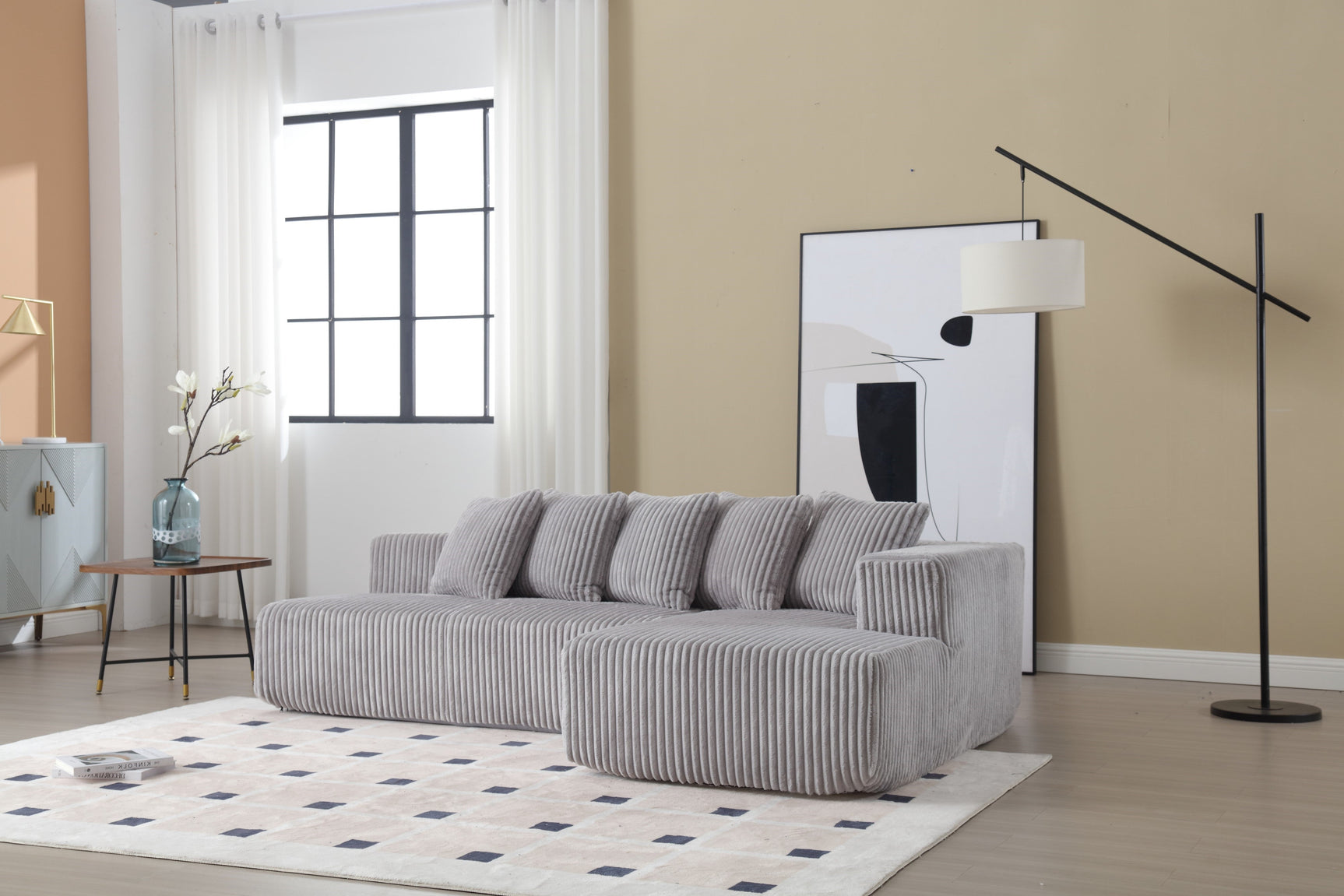 Alexus Corduroy Fabric Sectional Lounge