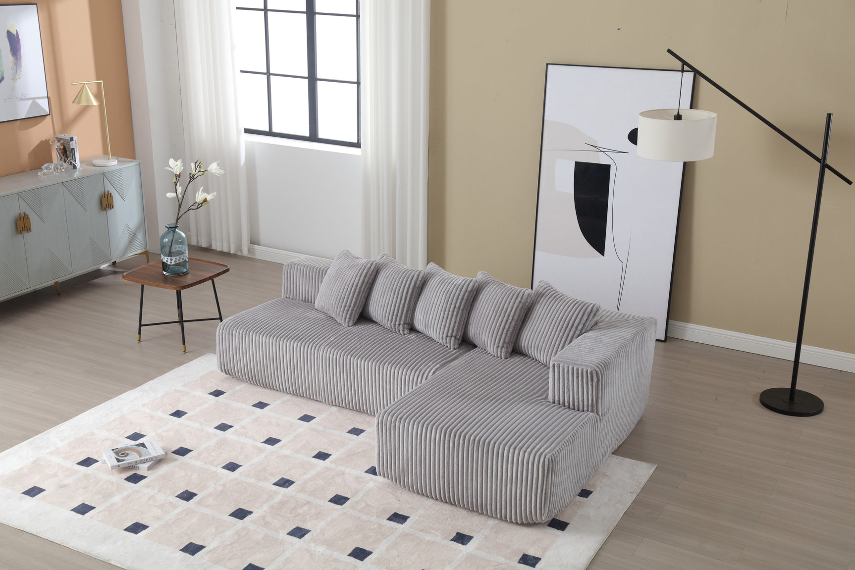 Alexus Corduroy Fabric Sectional Lounge