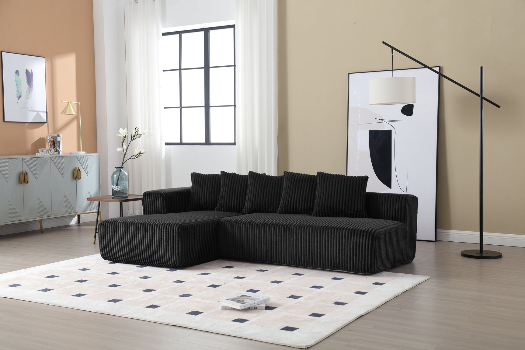 Alexus Corduroy Fabric Sectional Lounge