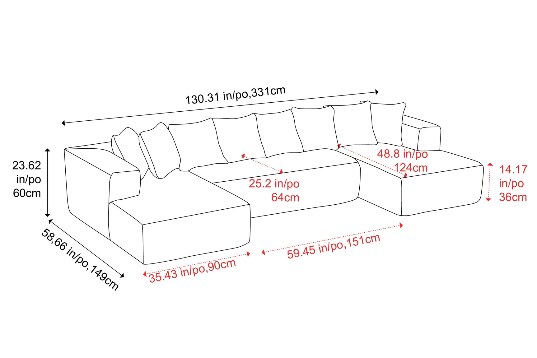 Alexus Corduroy Fabric Sectional Lounge